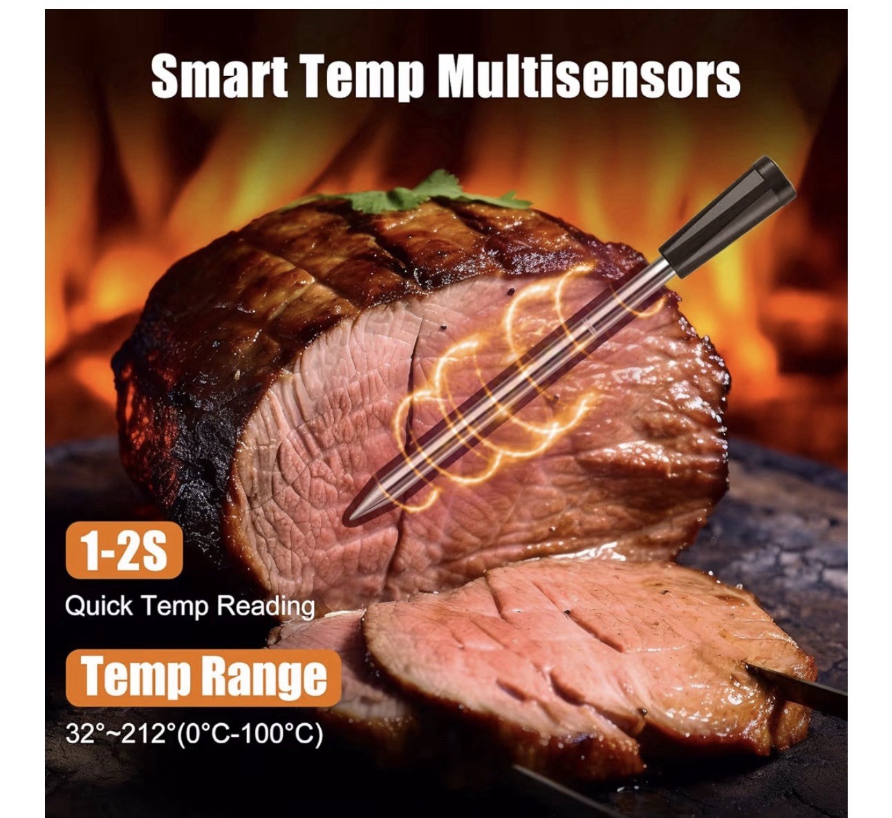 INSMART Wireless Smart Meat Thermometer,330FT Bluetooth Range,100% Waterproof
