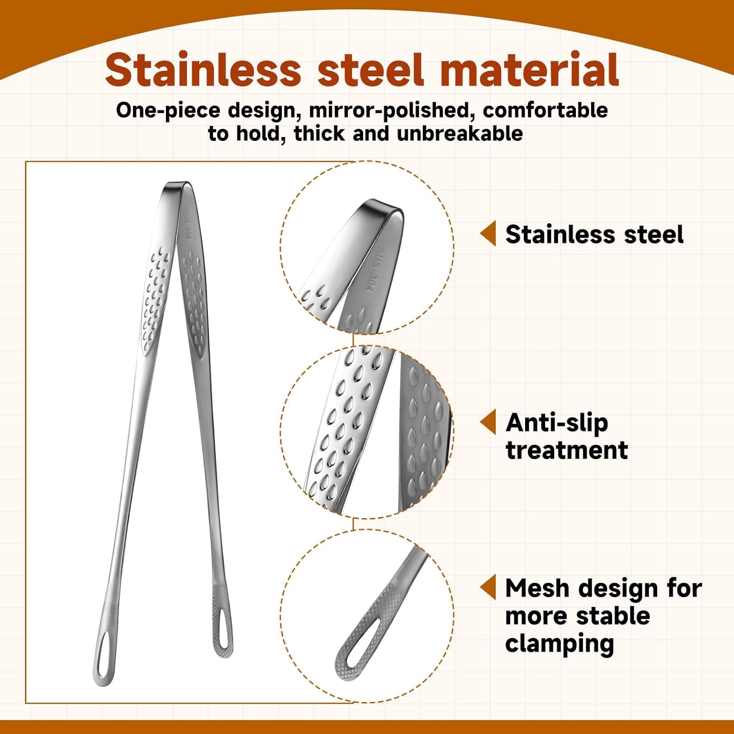 2× Stainless Steel Grill Tongs Cooking BBQ Steak Clamp Pastry Kitchen Tweezers