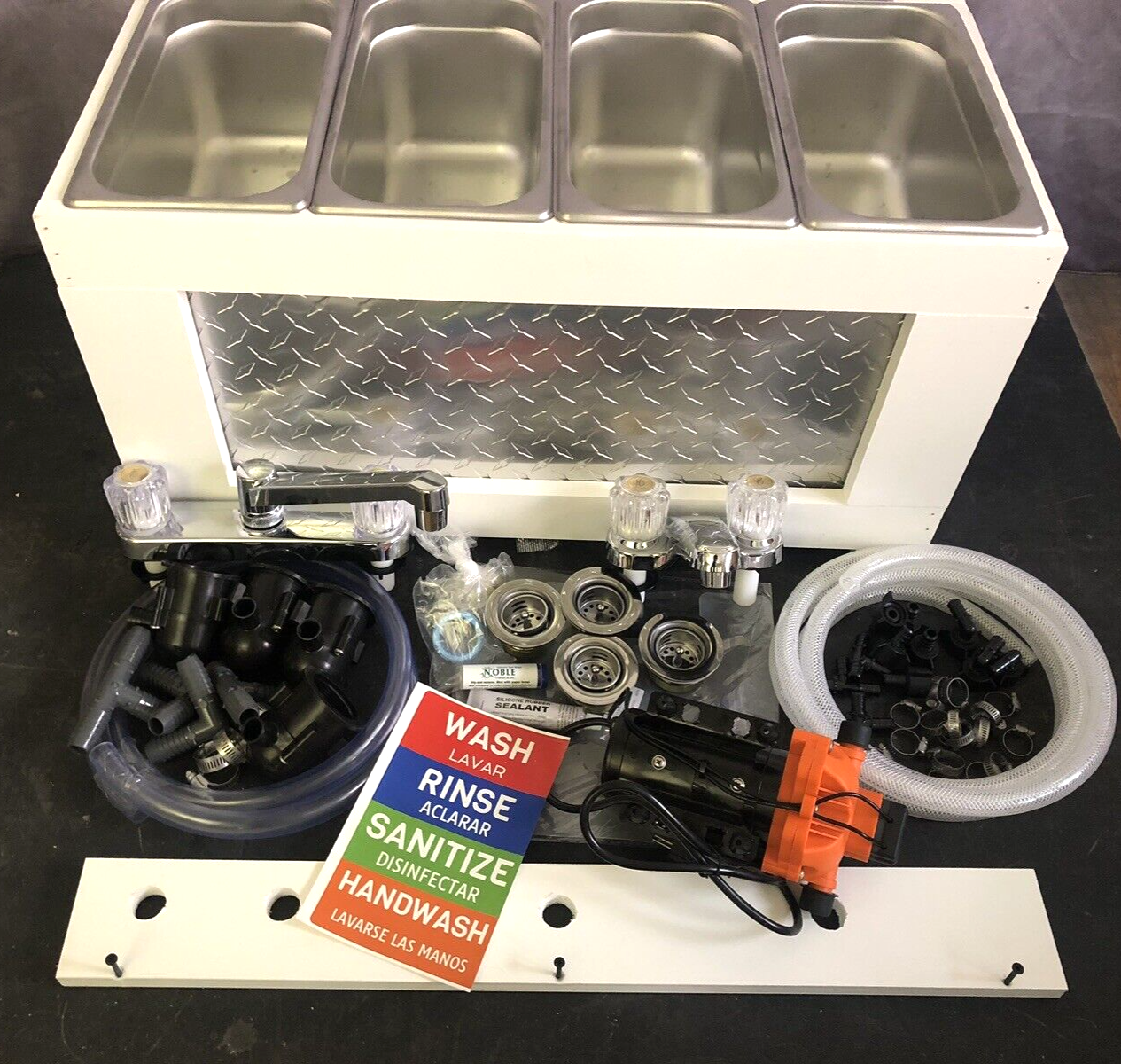 3 Compartment Concession Sink + Hand Sink W/COMPLETE PLUMBING & PUMP (Table Top)