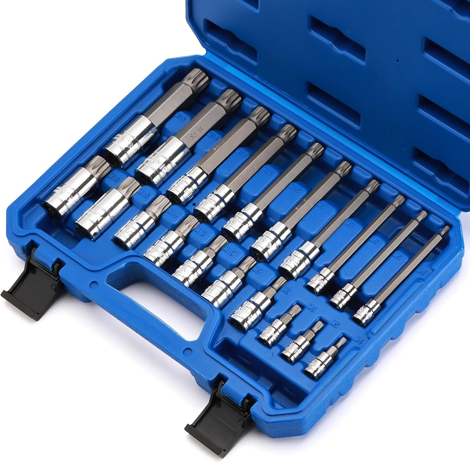 20 Pcs Spline Tip Bit Socket & XZN Triple Square Spline Bit Socket Set M4-M18