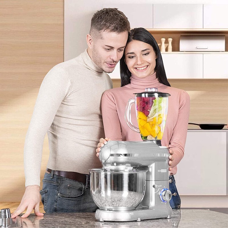 3In1 Food Stand Mixer Stainless Steel Bowl Meat Grinder Blender 6QT 6 Speed