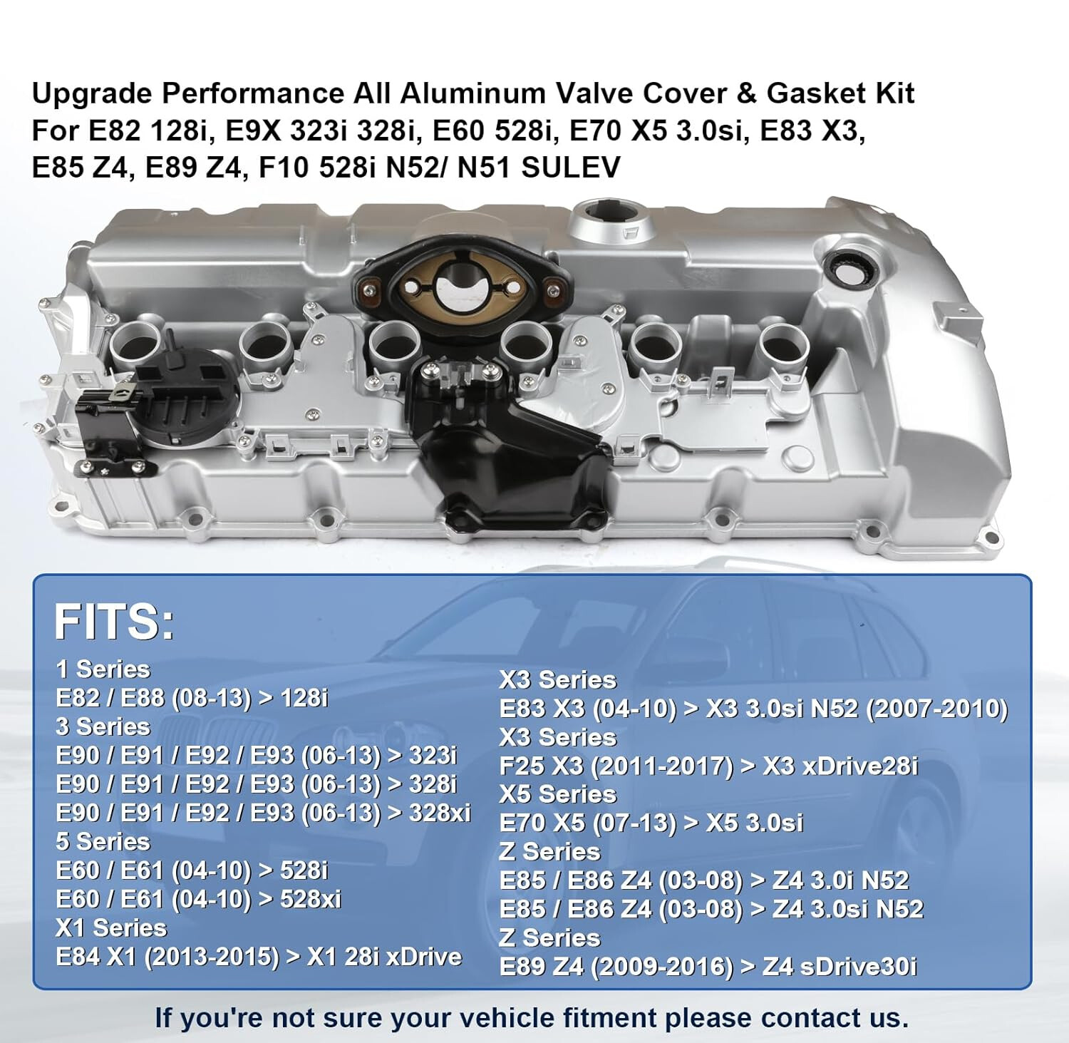 Upgrade ALUMINUM Valve Cover for BMW N52 E70 E82 E90 E91 328i 528i 128i X3 X5 Z4