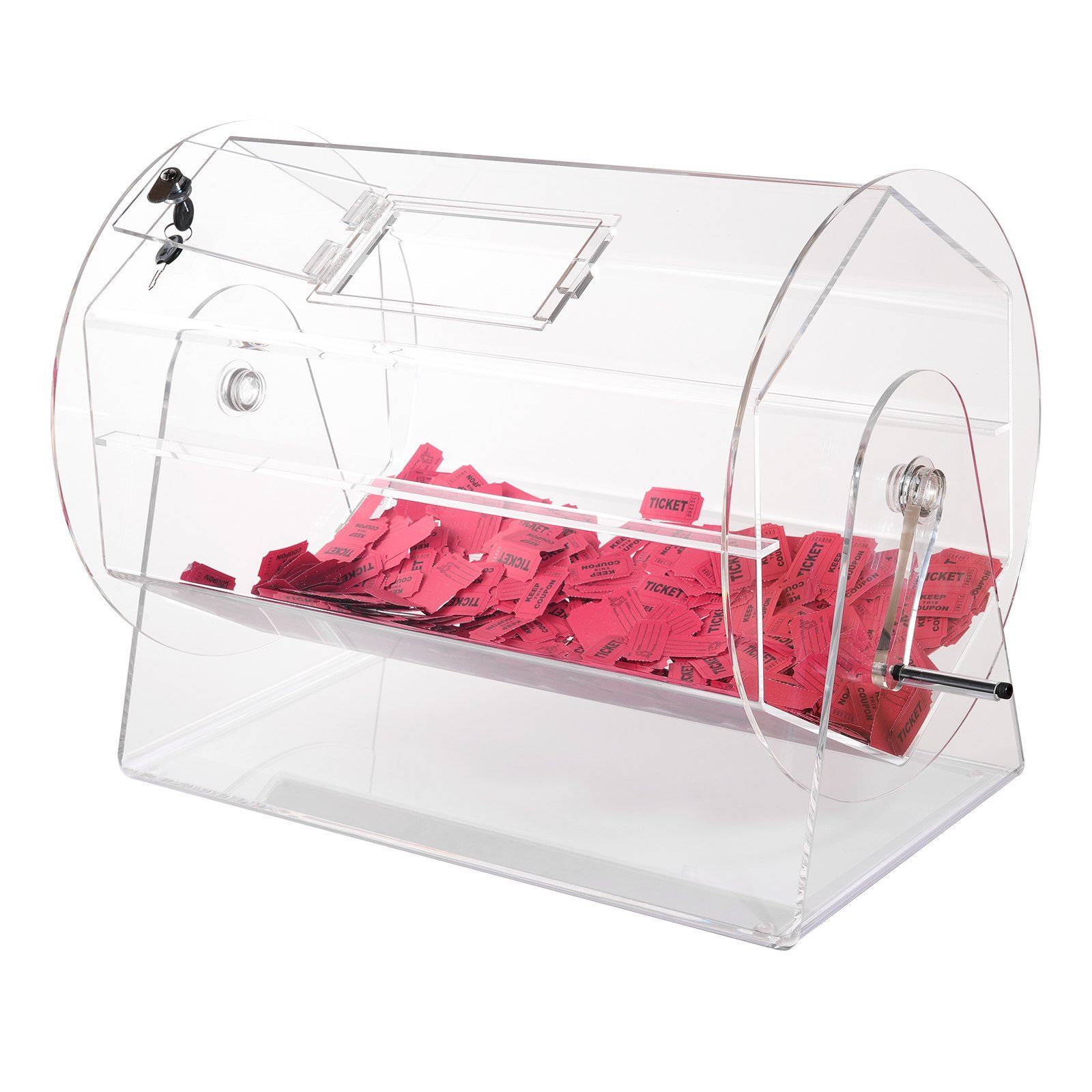 Raffle Drum,Professional Raffle Ticket Spinning Cage w/ 2 Keys Raffle Ticket Box