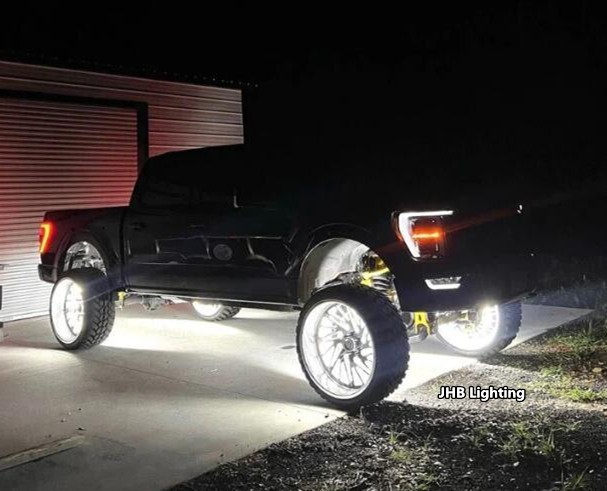 JHB 17.5" Brightest QUAD ROW PURE WHITE LED Car Truck Wheel Rings Rim Lights Set