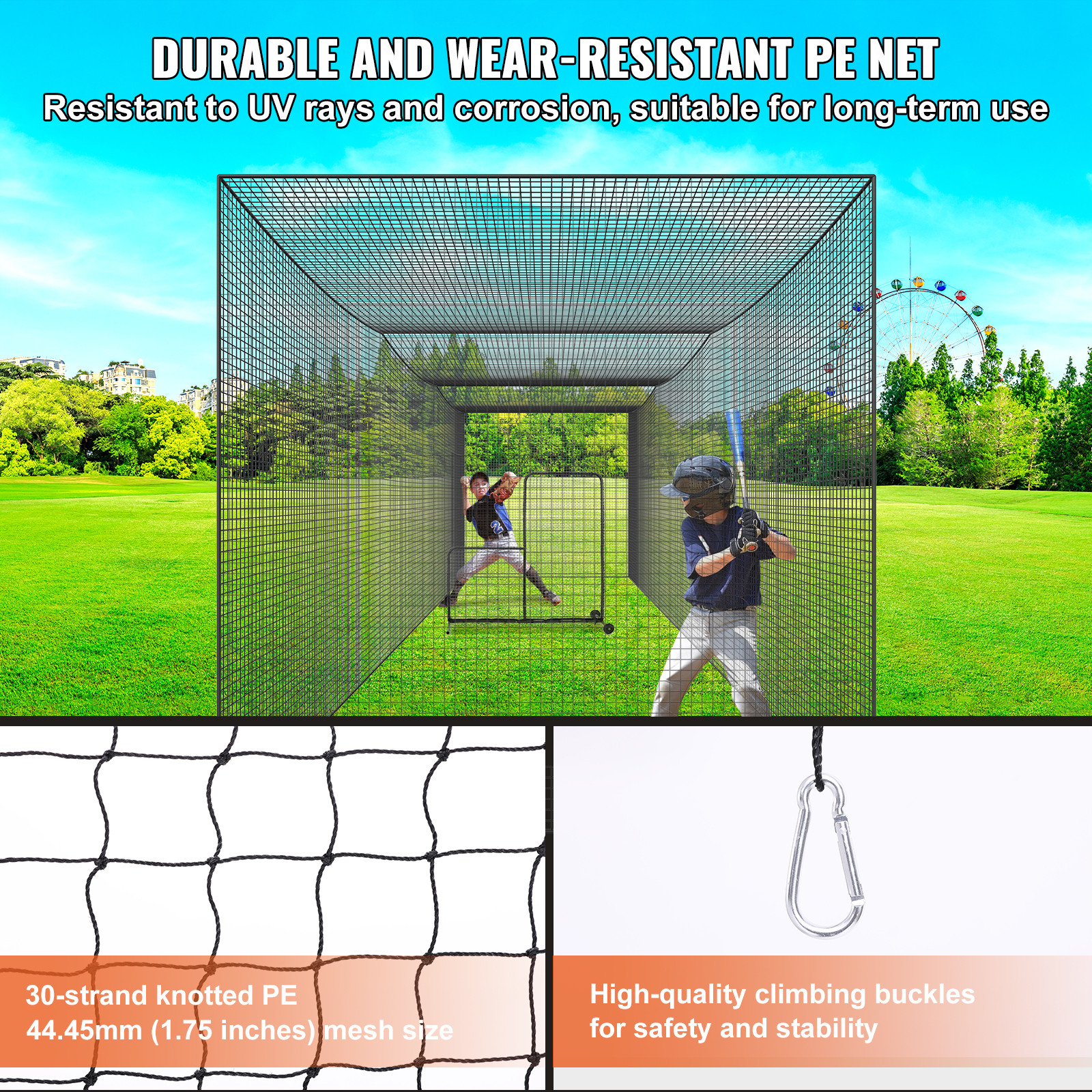 VEVOR 35FT Softball Baseball Cage Netting Heavy Duty PE Pitching Batting Net