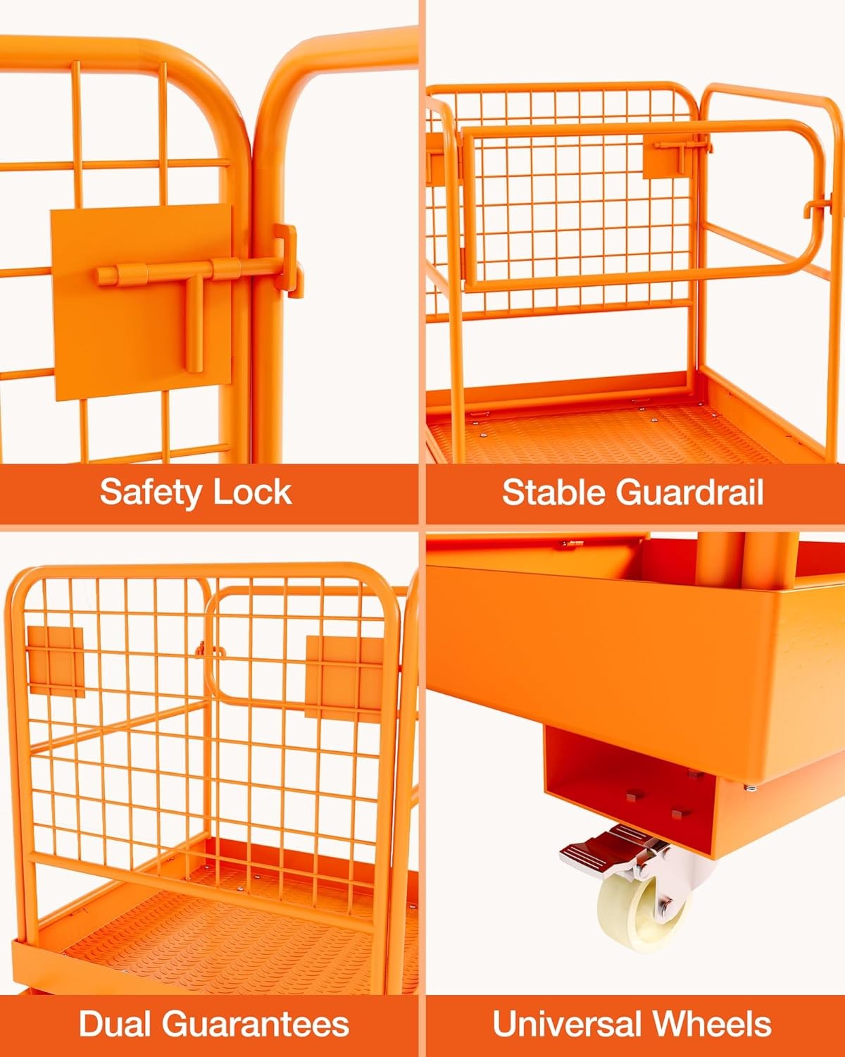 Collapsible 36"x36" Forklift Safety Cage 1-3 Person Work Platform Basket 1200LBS