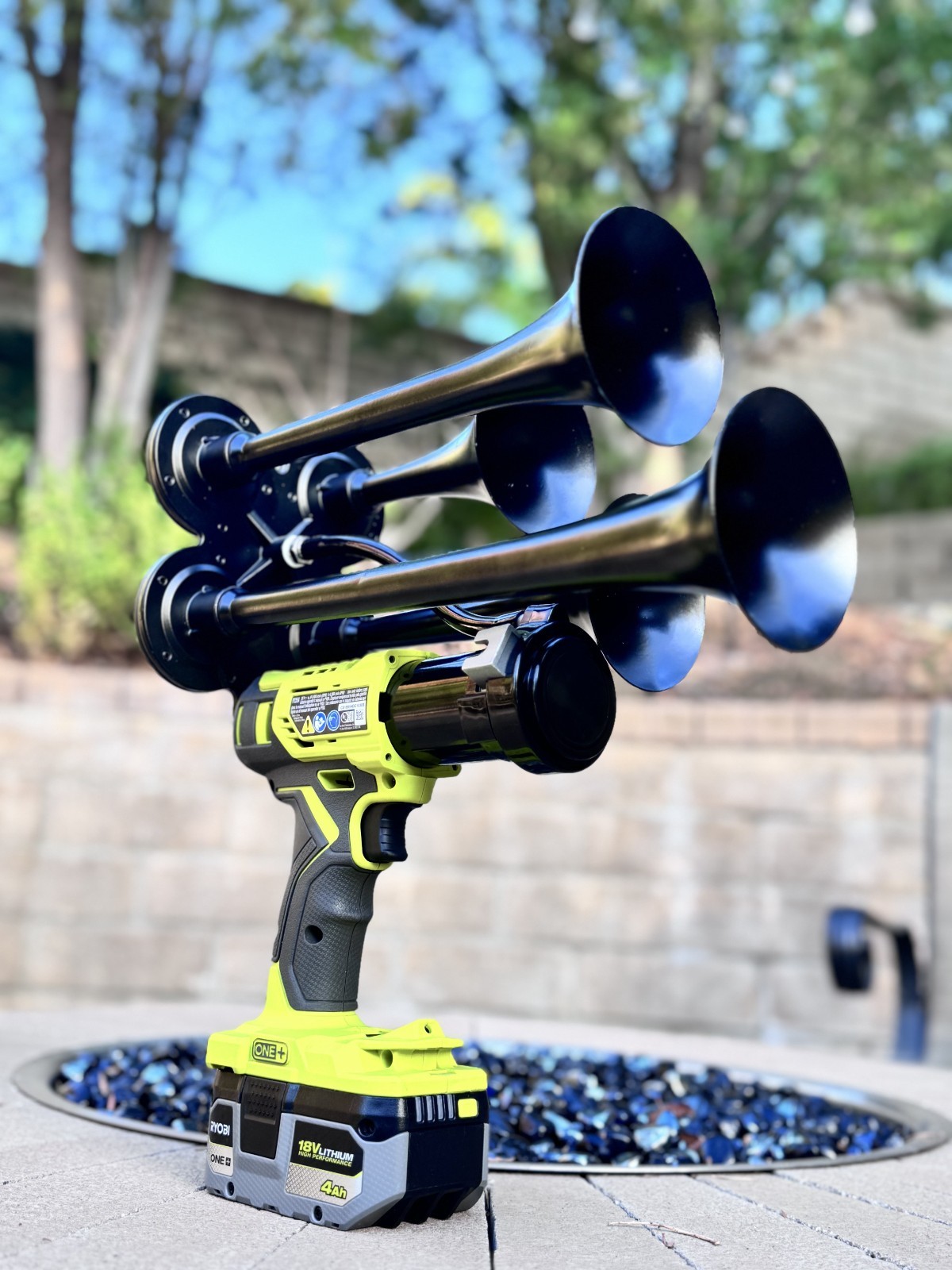 Premium Ryobi 18V Impact Drill Train Air Horn with Remote Control | Quad 4