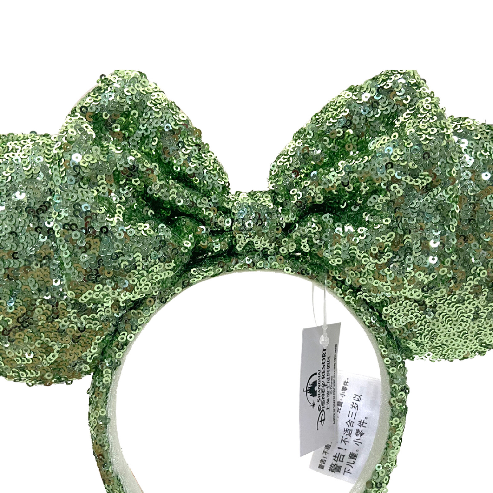Disney-Parks Mickey Green Sequin Bow Exclusive Rare Minnie Mouse Ears Headband