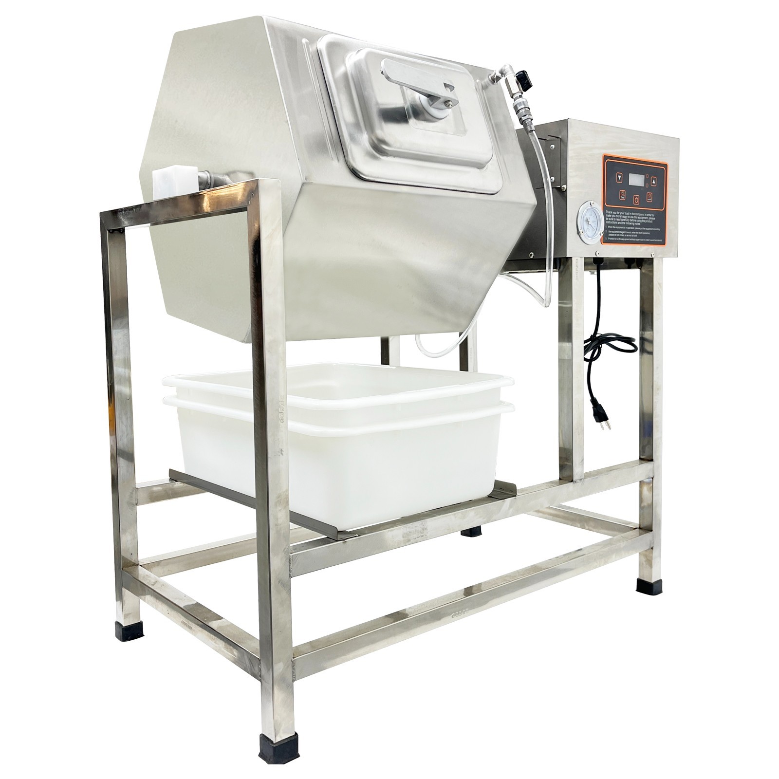 110V Fully Automatic Vacuum Pump Meat Tumbler Marinator Hexagonal 104 lbs/90L