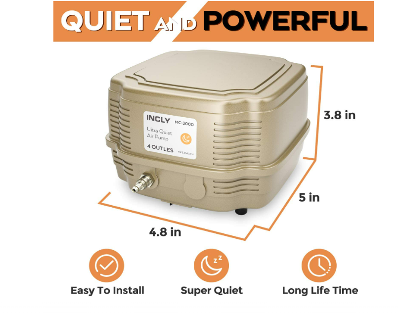 Commercial Air Pump Quiet Oxygen Pump for Aquarium Pond 4 Outlet Fish Tank Pump