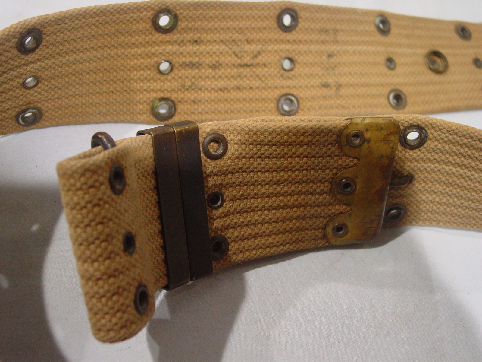 US Military WWI M1912 Pistol Belt WW2 Khaki Canvas Web