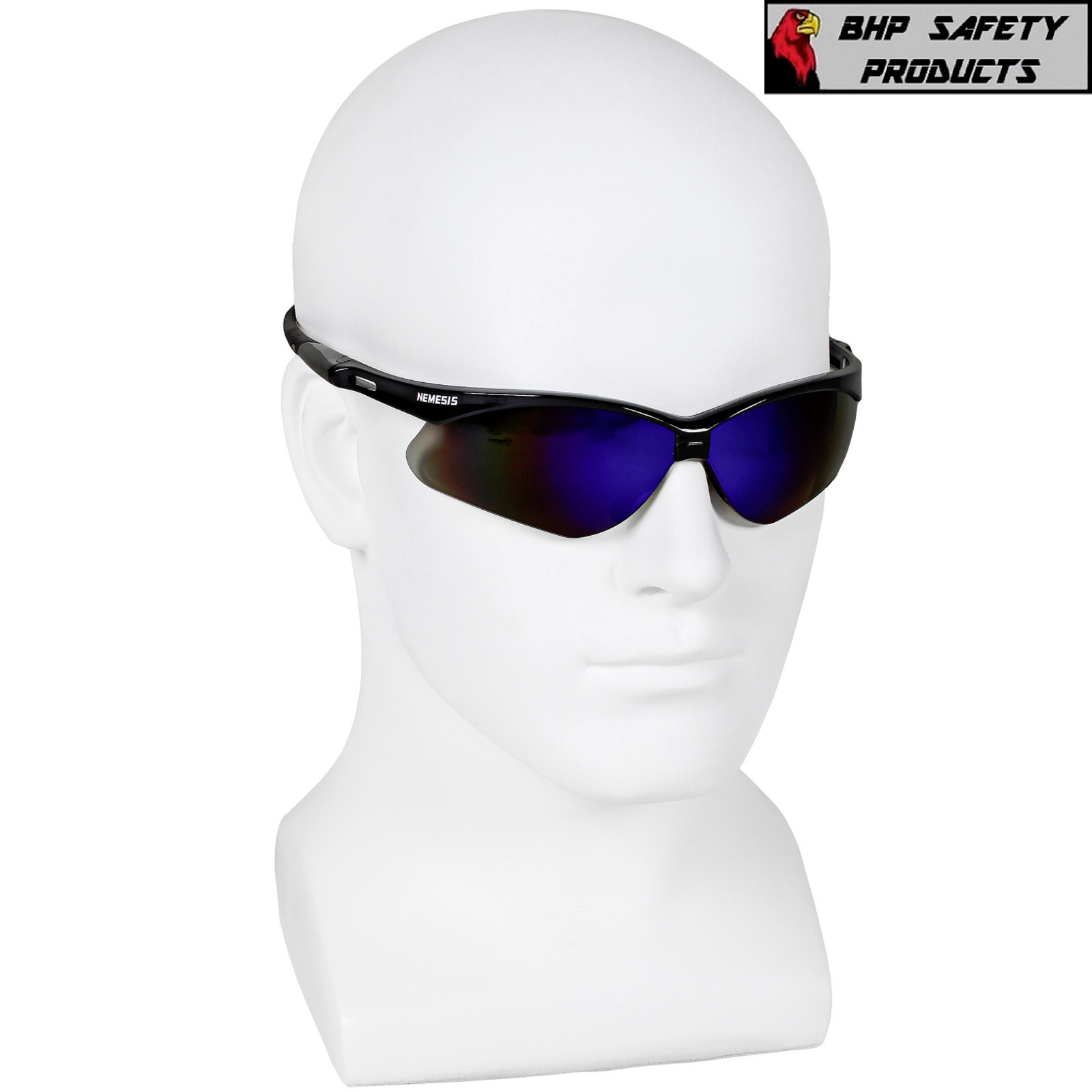 3 PAIR KLEENGUARD NEMESIS SAFETY GLASSES BLACK FRME BLUE MIRROR SUNGLASSES 14481
