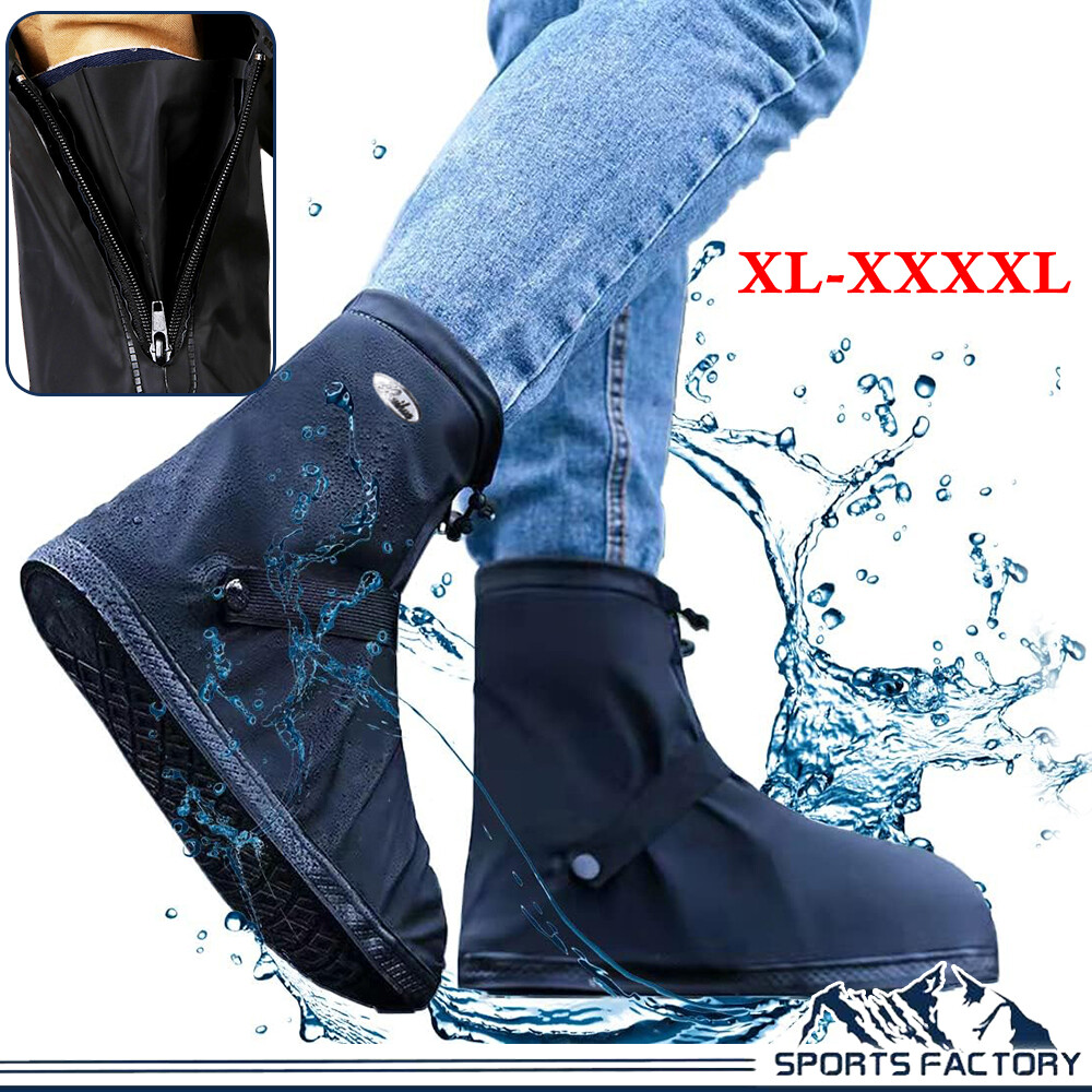 Reusable Waterproof Rain Shoe Covers Boot Non Slip Overshoe Zipper Men Women
