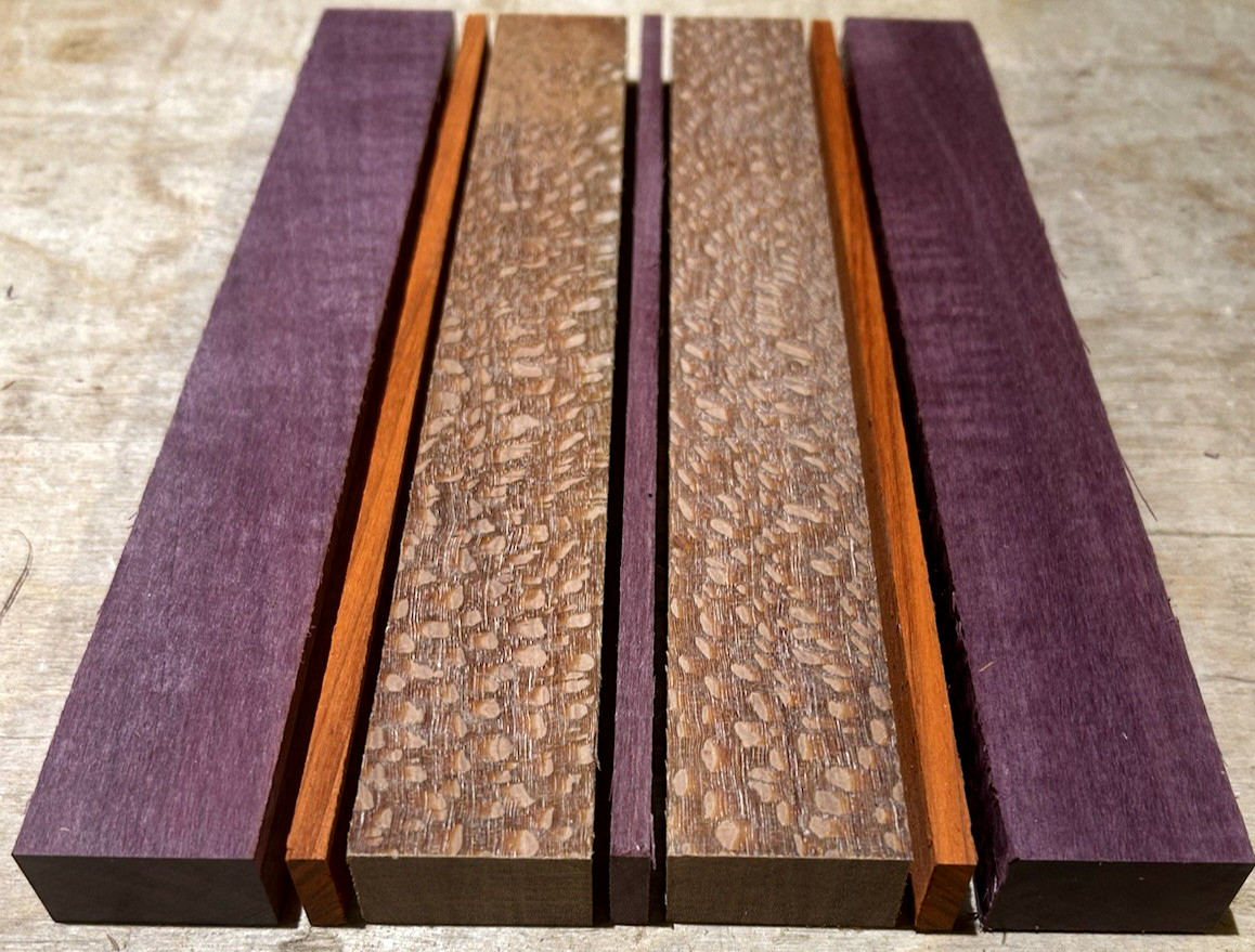 7 PIECE EXOTIC PADAUK LEOPARDWOOD PURPLEHEART MINI CUTTING BOARD KIT WOOD LUMBER