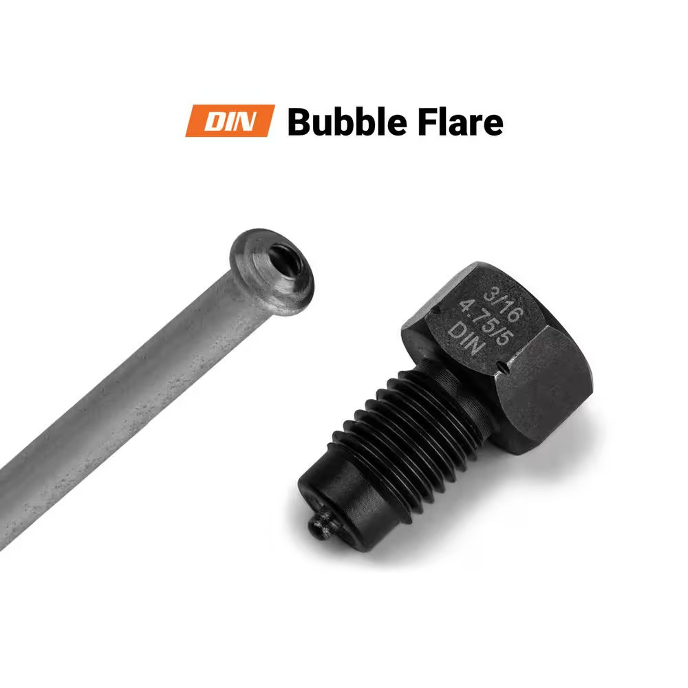 3/16 In. Dual Head Flaring Tool, 4.75 Mm ISO/DIN Bubble Flare and 3/16 In. SAE D
