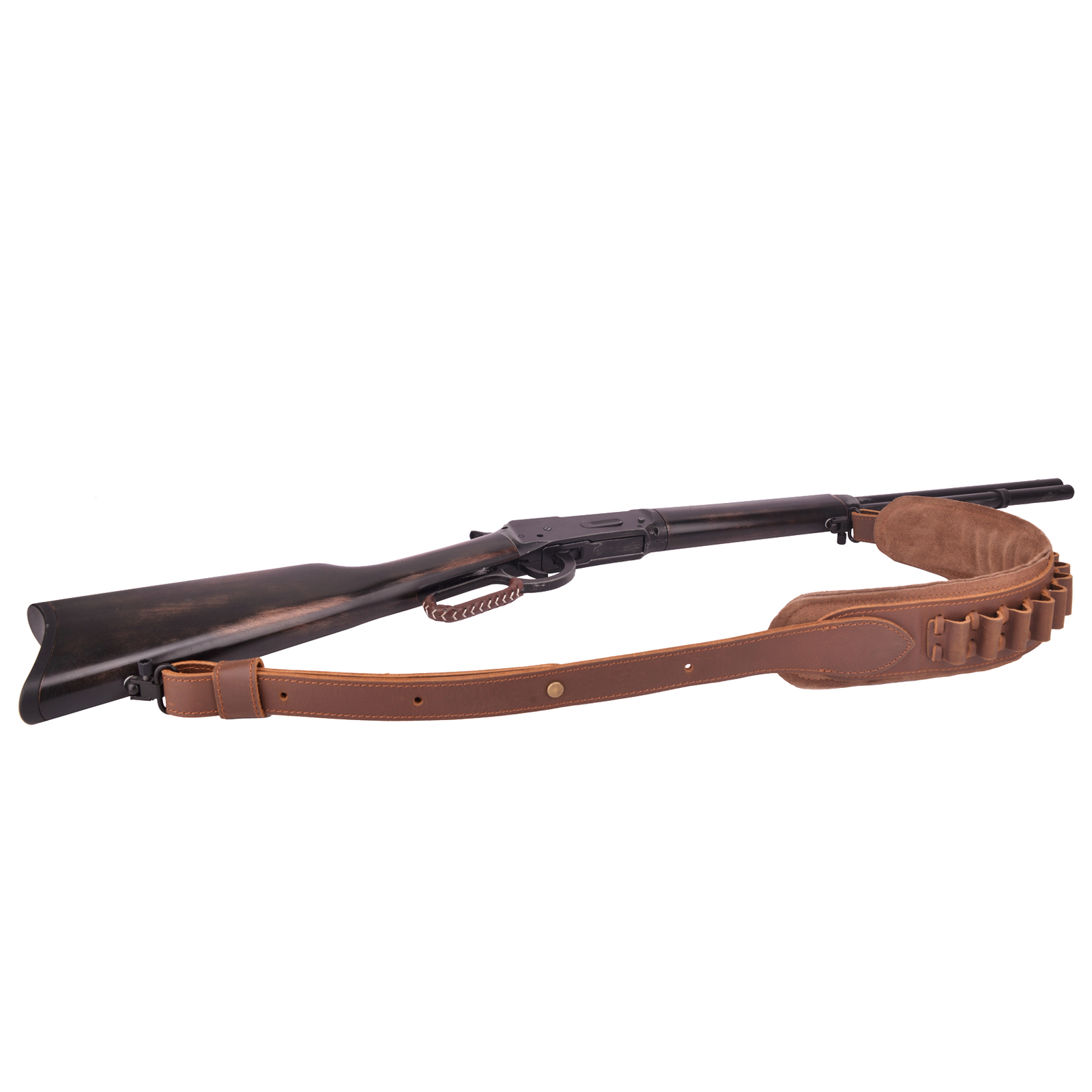 USA Cow Hide Leather Rifle Shell Holder Sling Strap For .30-30,.357,12GA .22lr