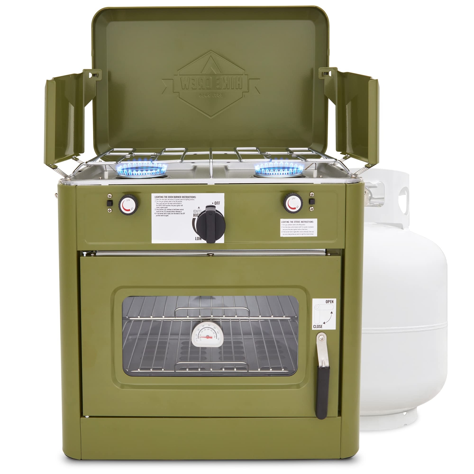 Hike Crew 2-in-1 Gas Camping Portable Propane Stove & Oven with Grill