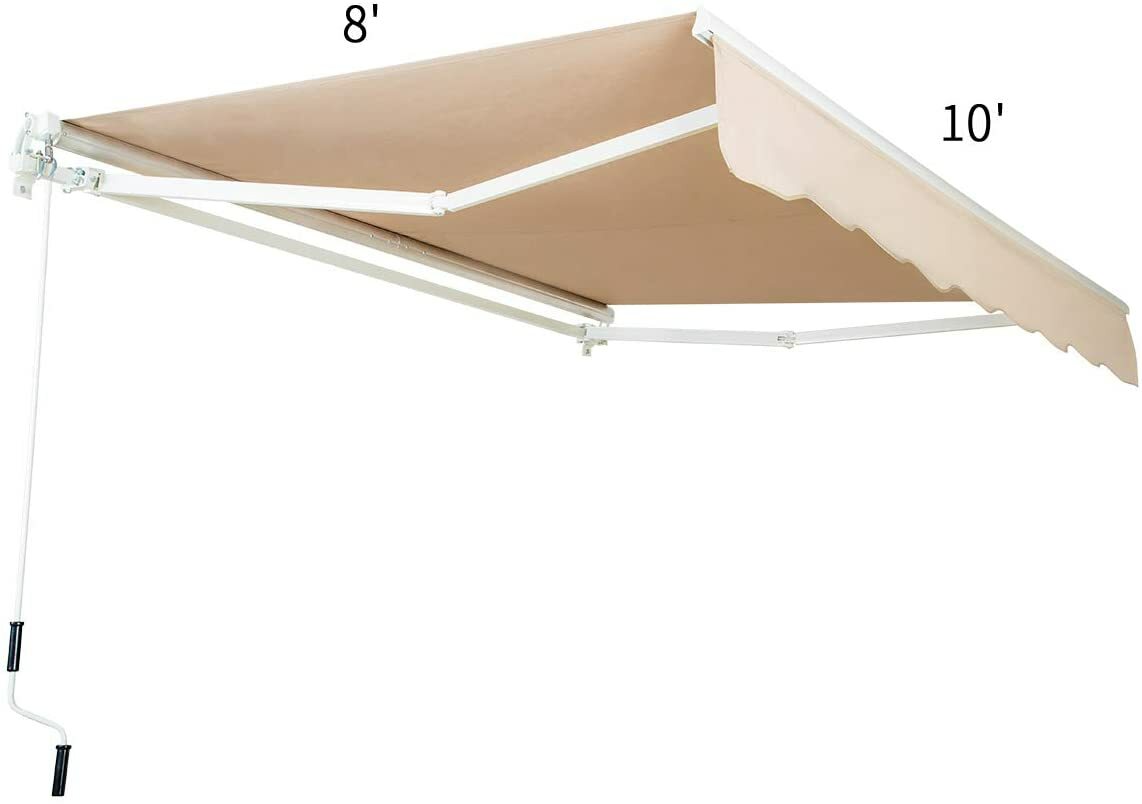 Patio Awning Manual Retractable Sun Shade Canopy Outdoor Deck Shelter 4 Size