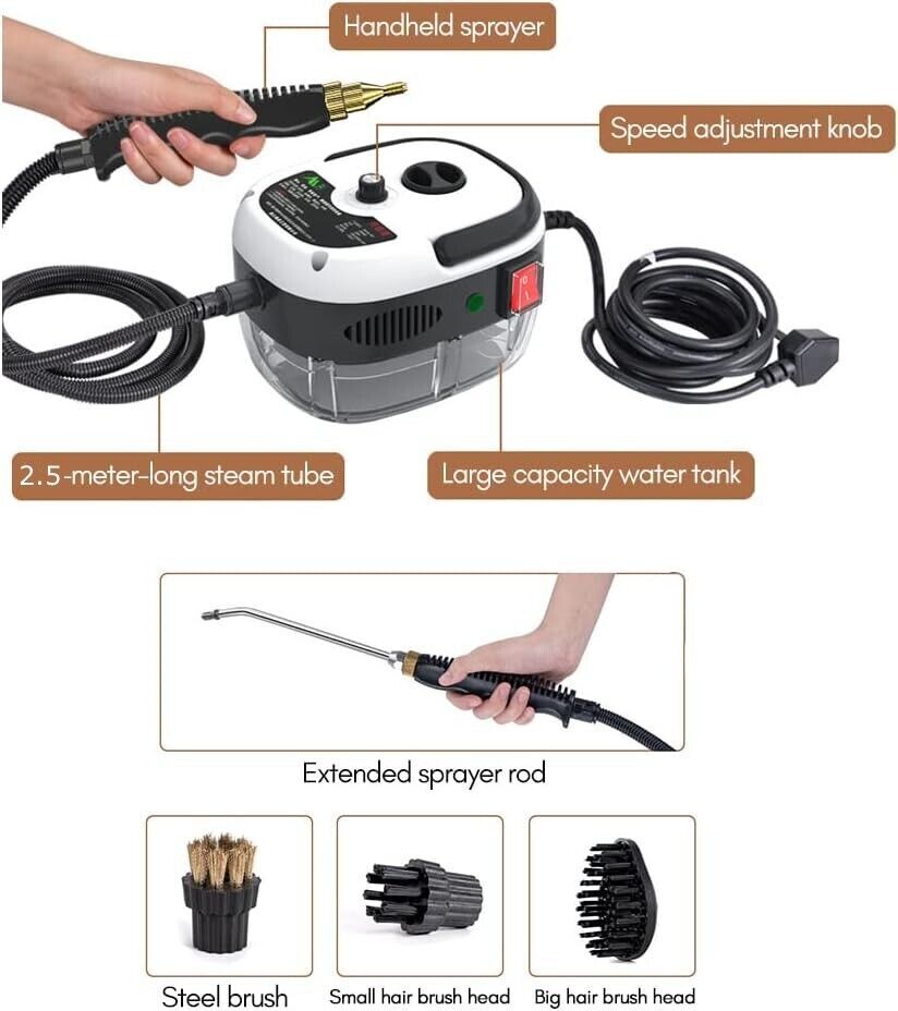 2500W Handheld Car Detailing Cleaning Machine High Temp Steam Cleaner Household