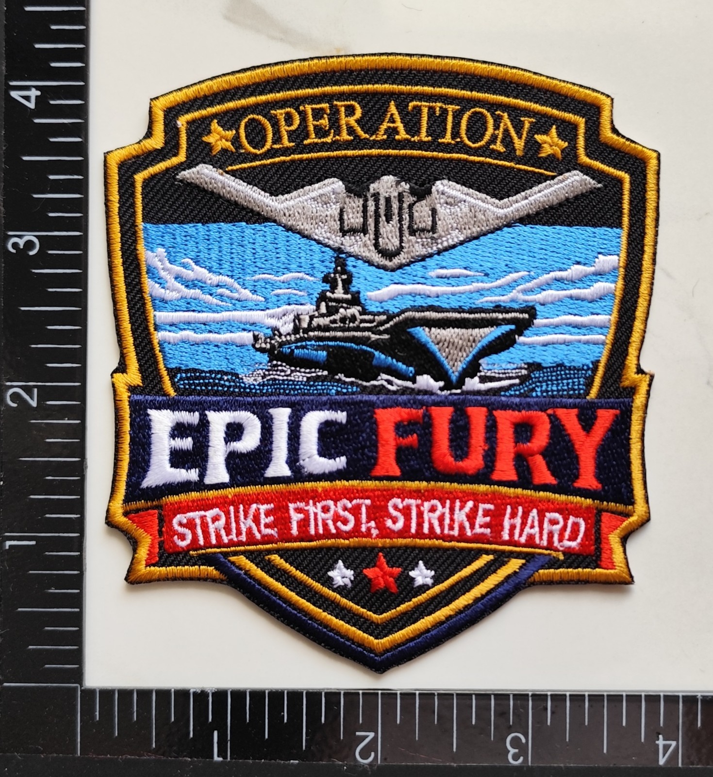 Operation Epic Fury sew on patch with Usa flag