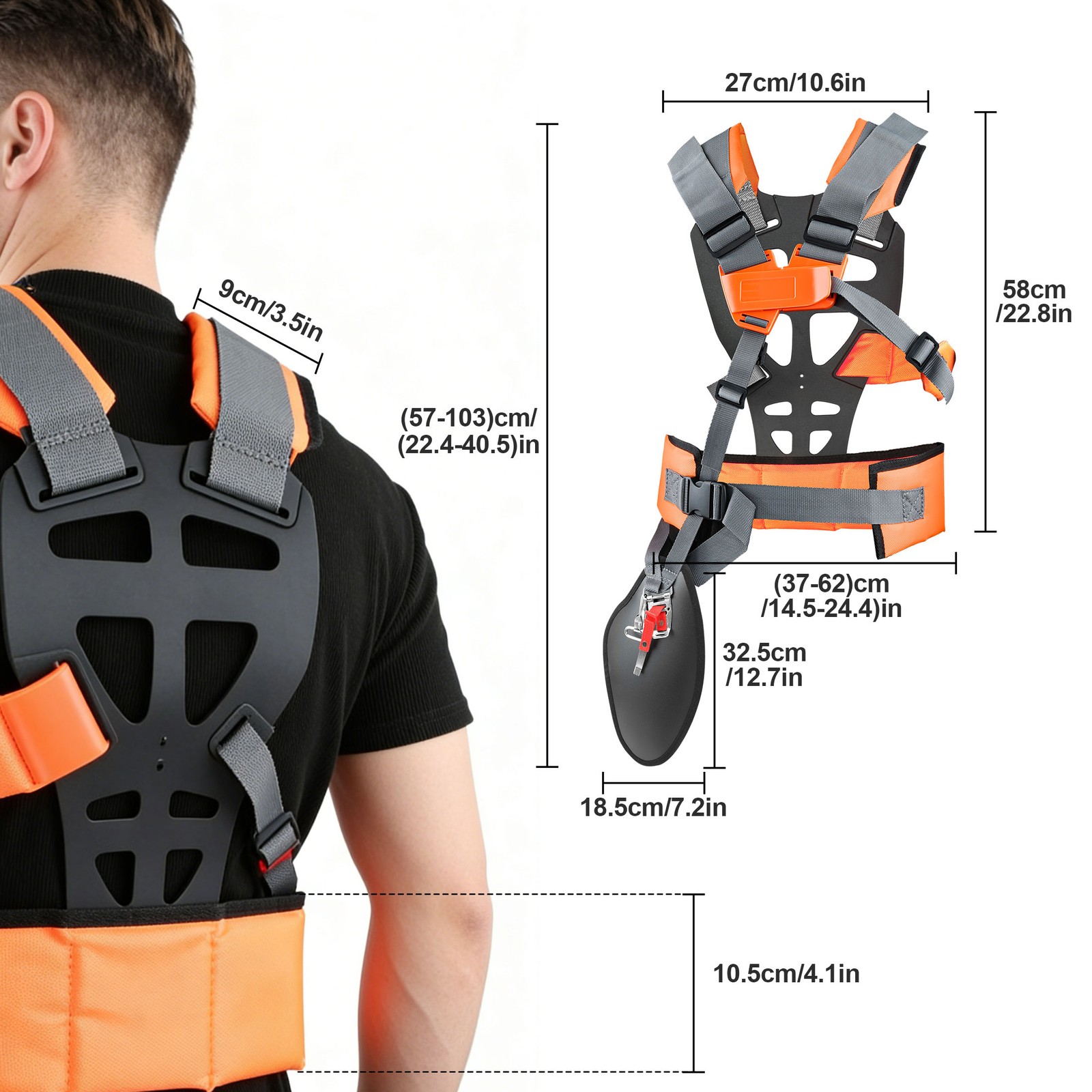 Heavy Duty Weed Eater Adjustable Shoulder Harness Strap for Trimmer Brush Cutter