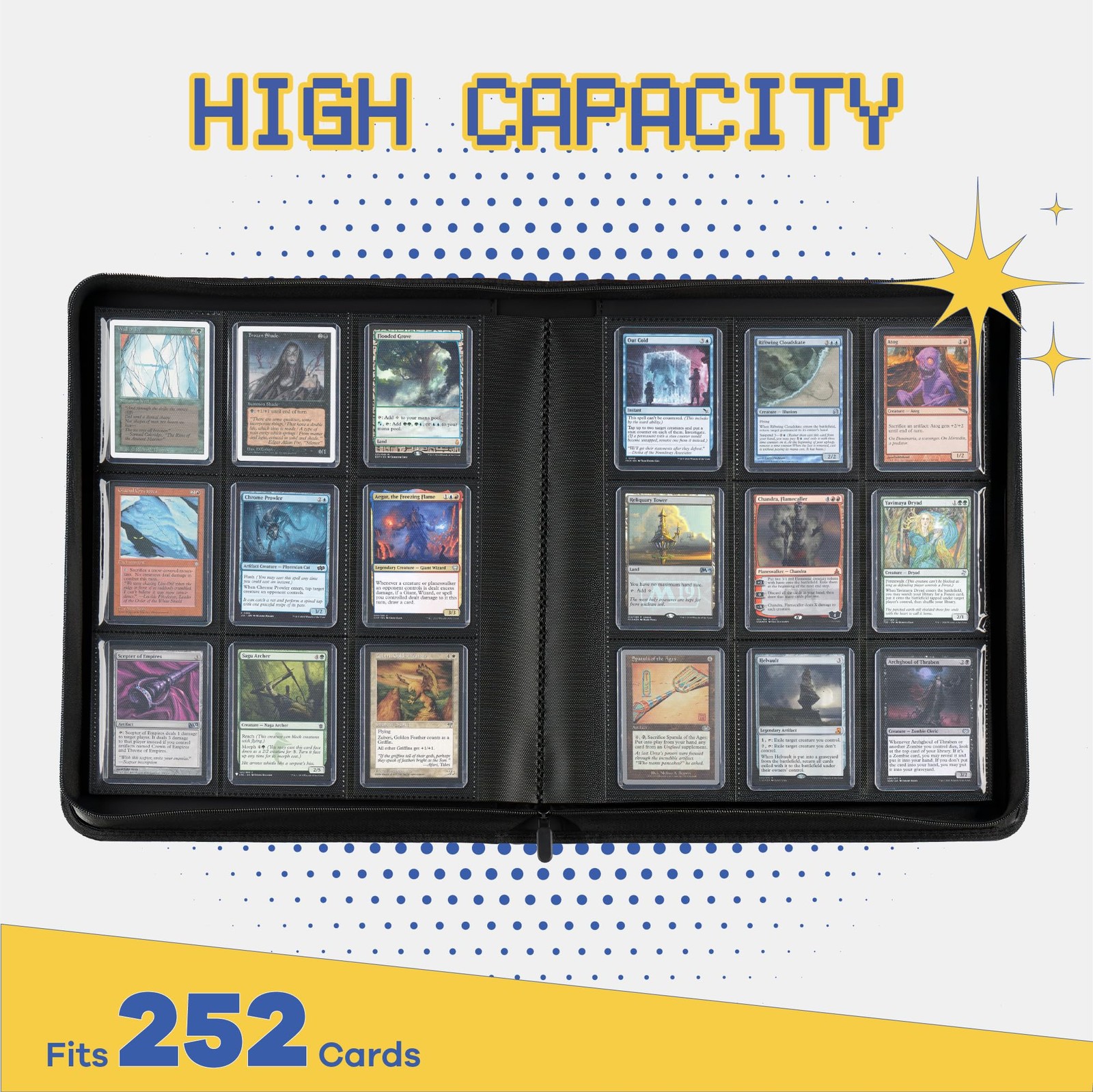 9-Pocket Toploader Binder, Clovecat Premium Card Book for 252 Trading Cards