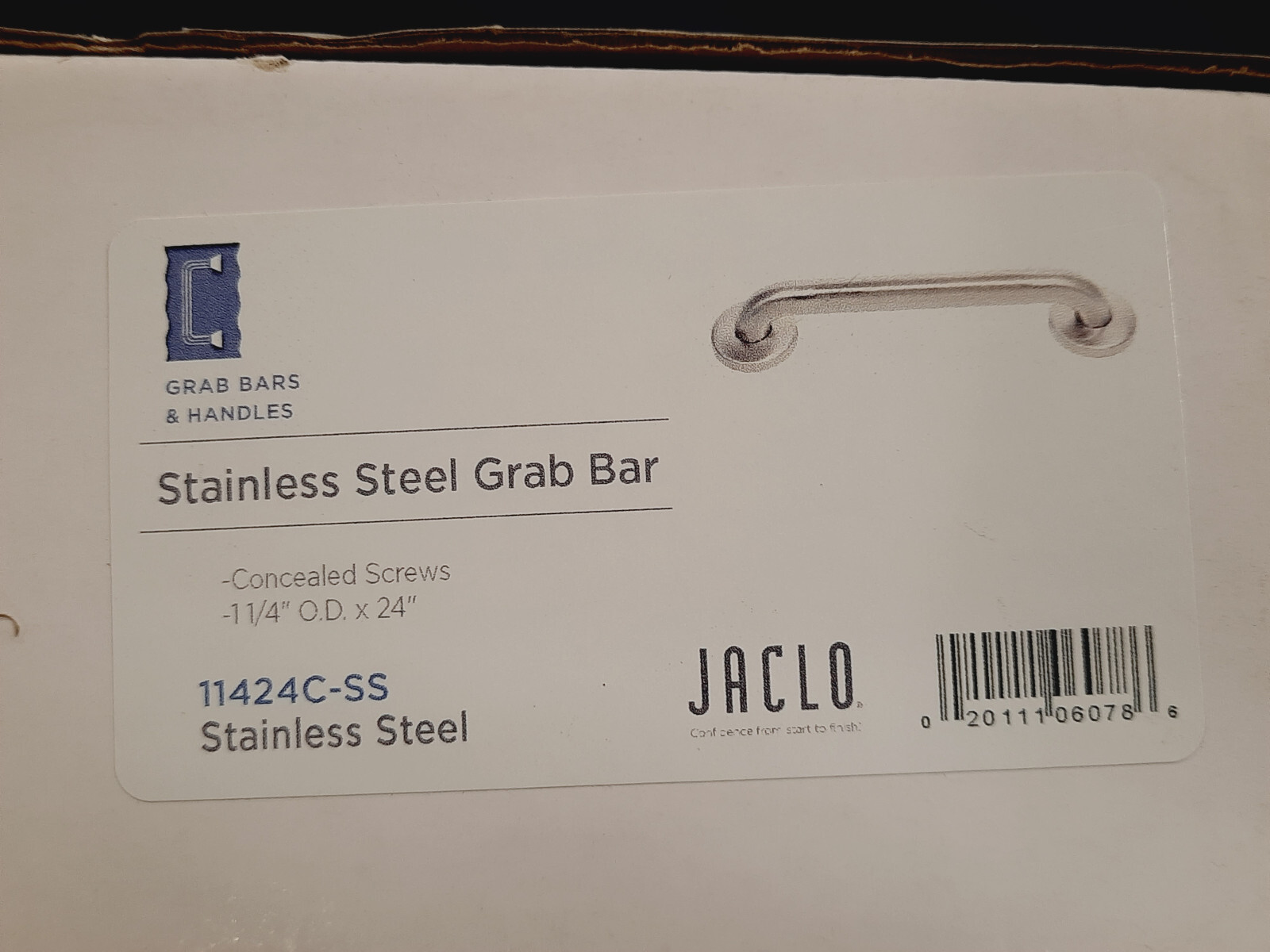 Jaclo 11424C-SS Stainless Steel Grab Bar Commercial Concealed Screw 1-1/4" *NEW*