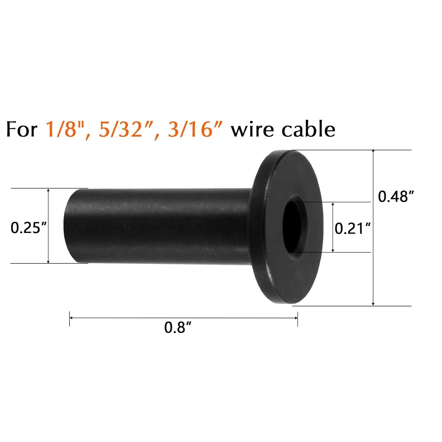 T316 Black Stainless Steel Protector Sleeve for 1/8" & 3/16“ Cable Railing