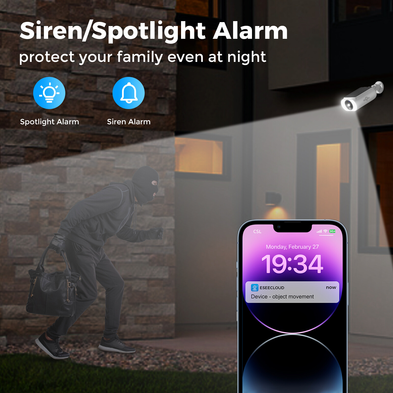 Hiseeu 4MP 10CH Wireless WIFI Solar Battery Powered Security Camera System Audio