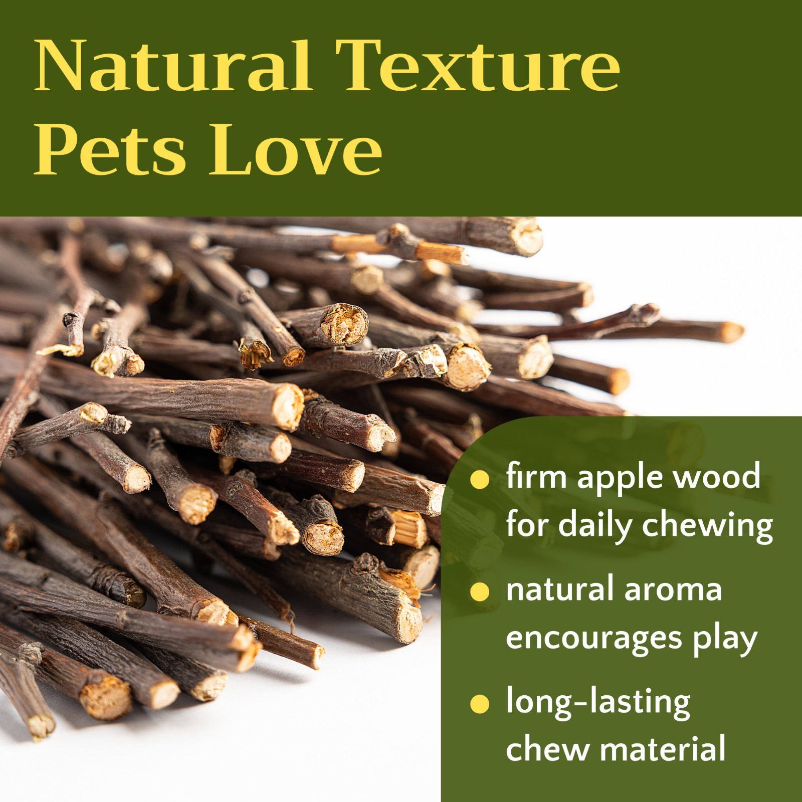 Apple Chew Sticks – Natural Wood for Rabbits, Hamsters, Guinea Pigs