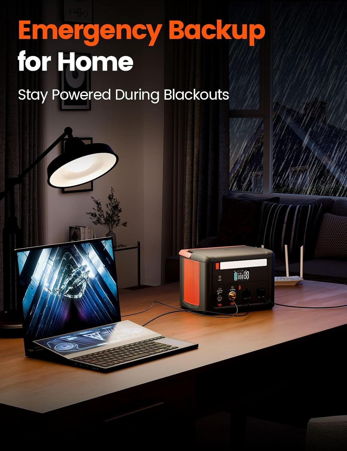 600W Portable Power Station 299Wh, 1200W Surge,Generator with 2 AC Outlets & 140