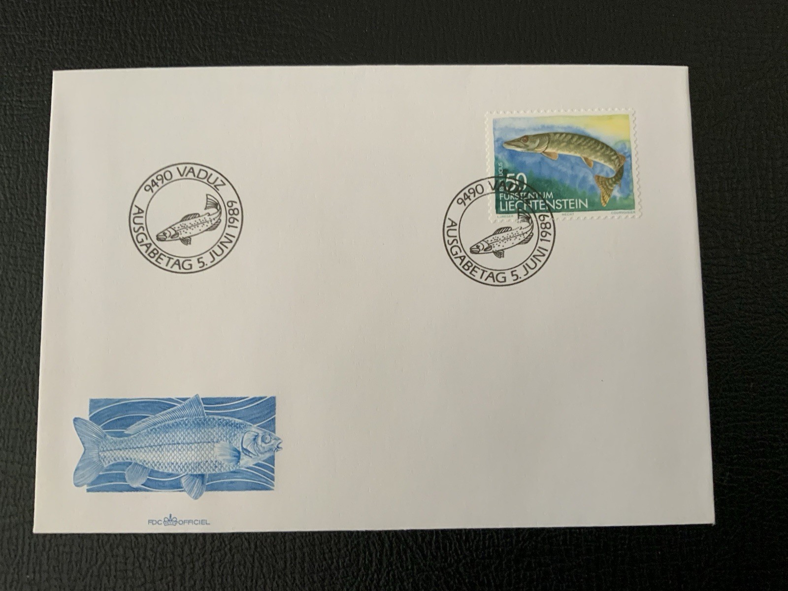 Liechtenstein 1989 #904-906 Fish - 4 FDCs