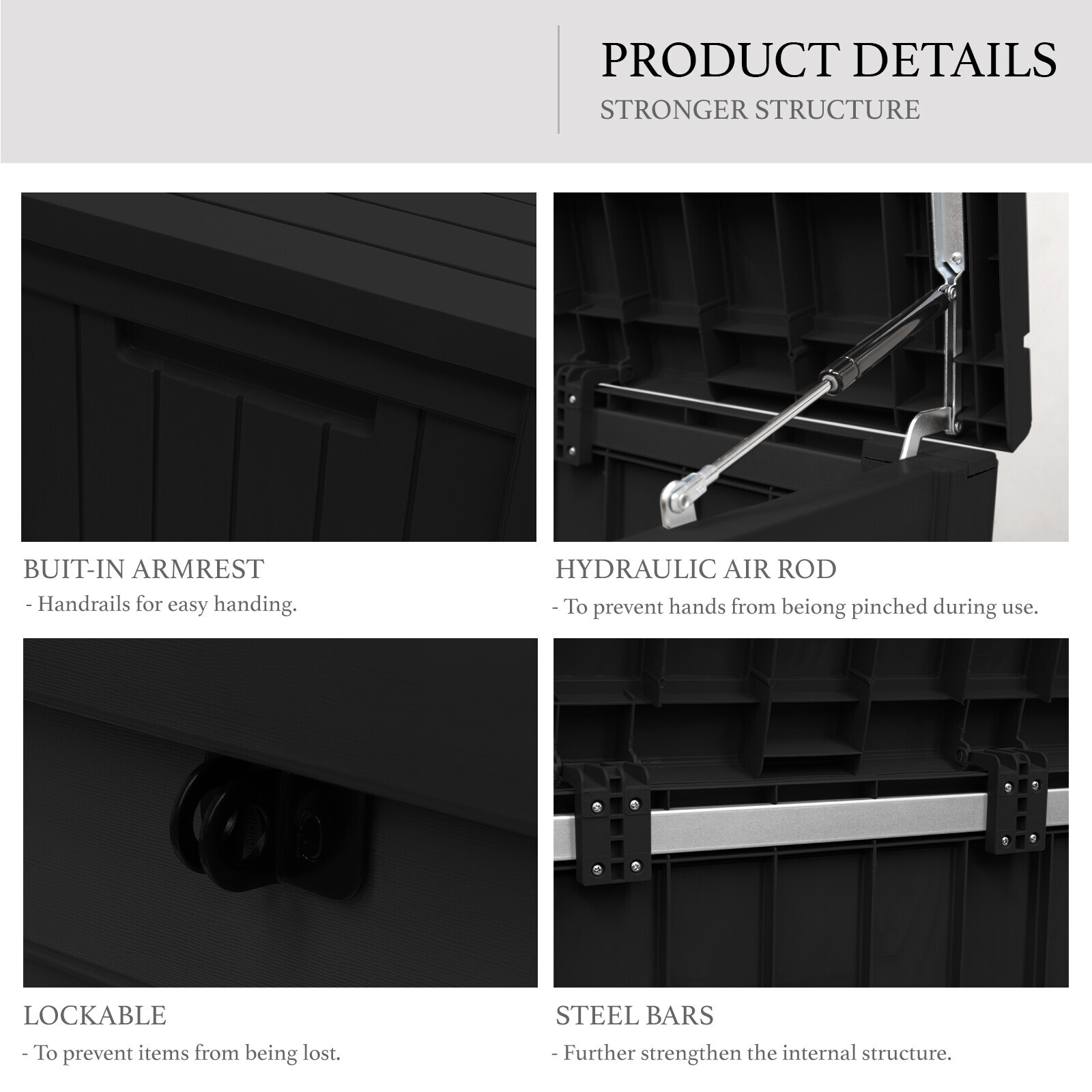 120 Gallon Deck Box Storage Outdoor Garden Patio Chest Organizer Furniture Black