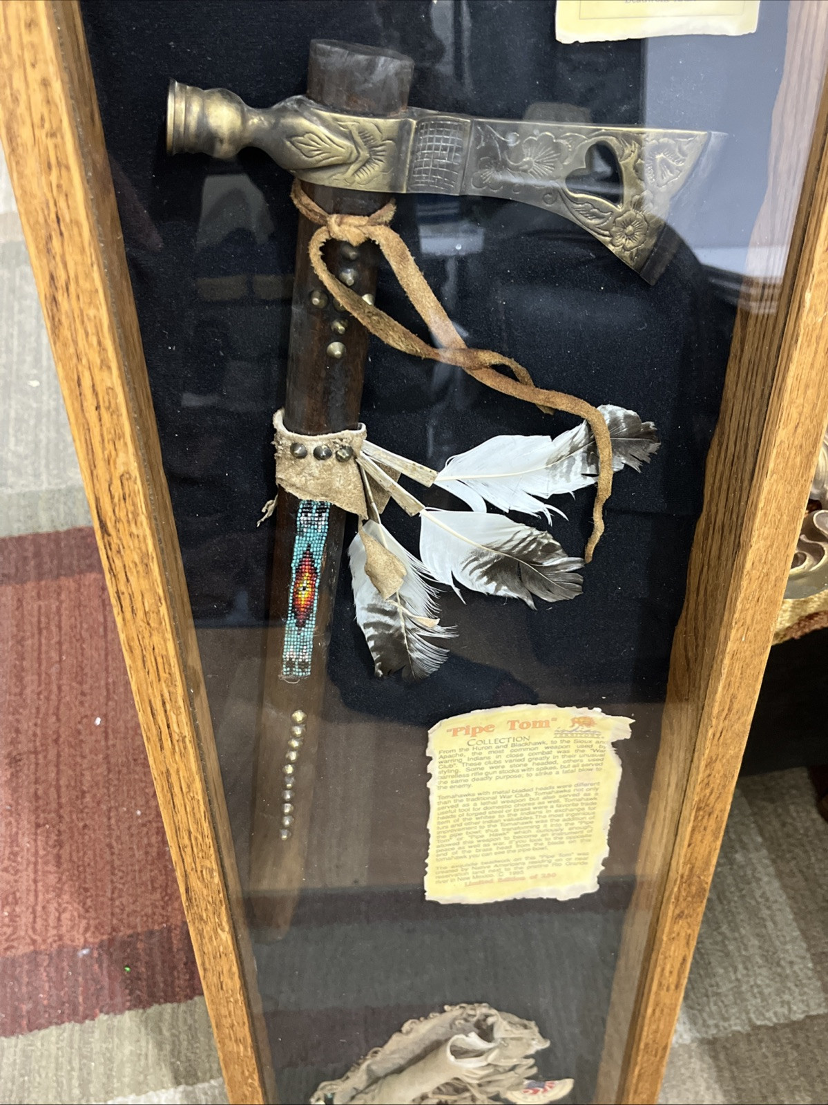 AUTH. NATIVE AMERICAN INDIAN Territory PIPE TOMAHAWK WITH Leather Tobacco Bag!