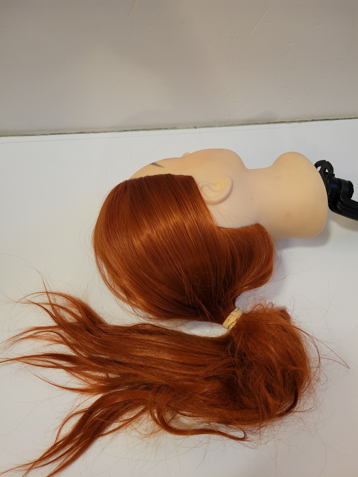 Cosmetology training Head With Long Red Brown Hair For Styling Training Practice