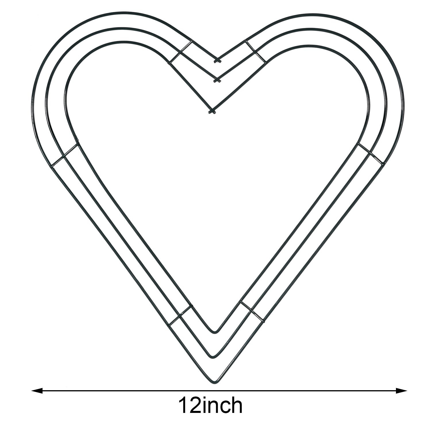 Pack of 2 Heart Shaped Wire Wreath Frame 12 Inches Dark Green Metal Wreath Fr...