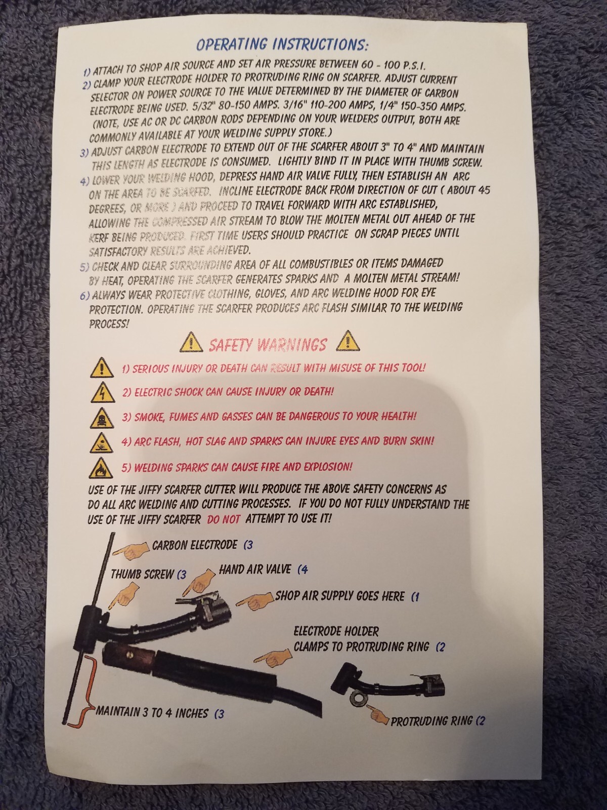 JIFFY SCARFER Carbon Air-Arc Cutting Tool (NEW TOOL) "welders best friend"