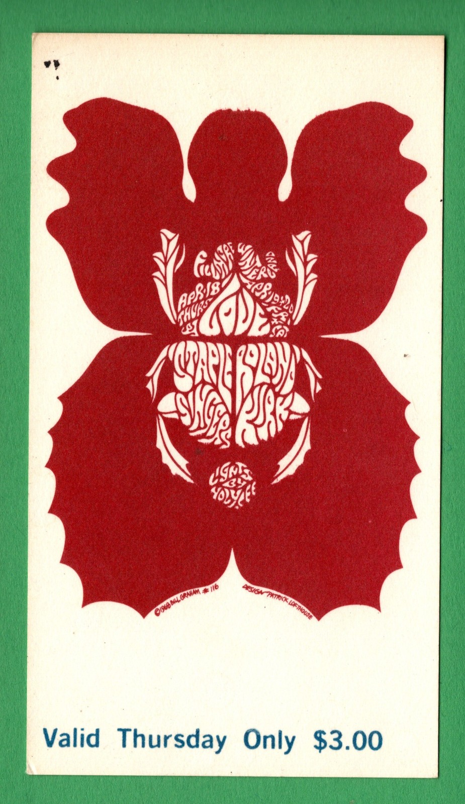 LoVe RahSAAn RoLand Kirk BG116 BiLL Graham FiLLmore 1968 Thursday Ticket