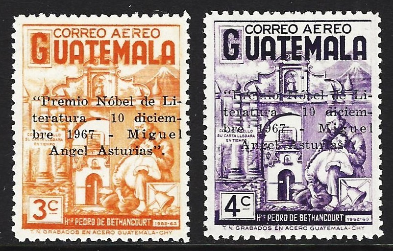 GUATEMALA 1967 SCOTT C381-2 ASTURIAS NOBEL PRIZE MINT NH