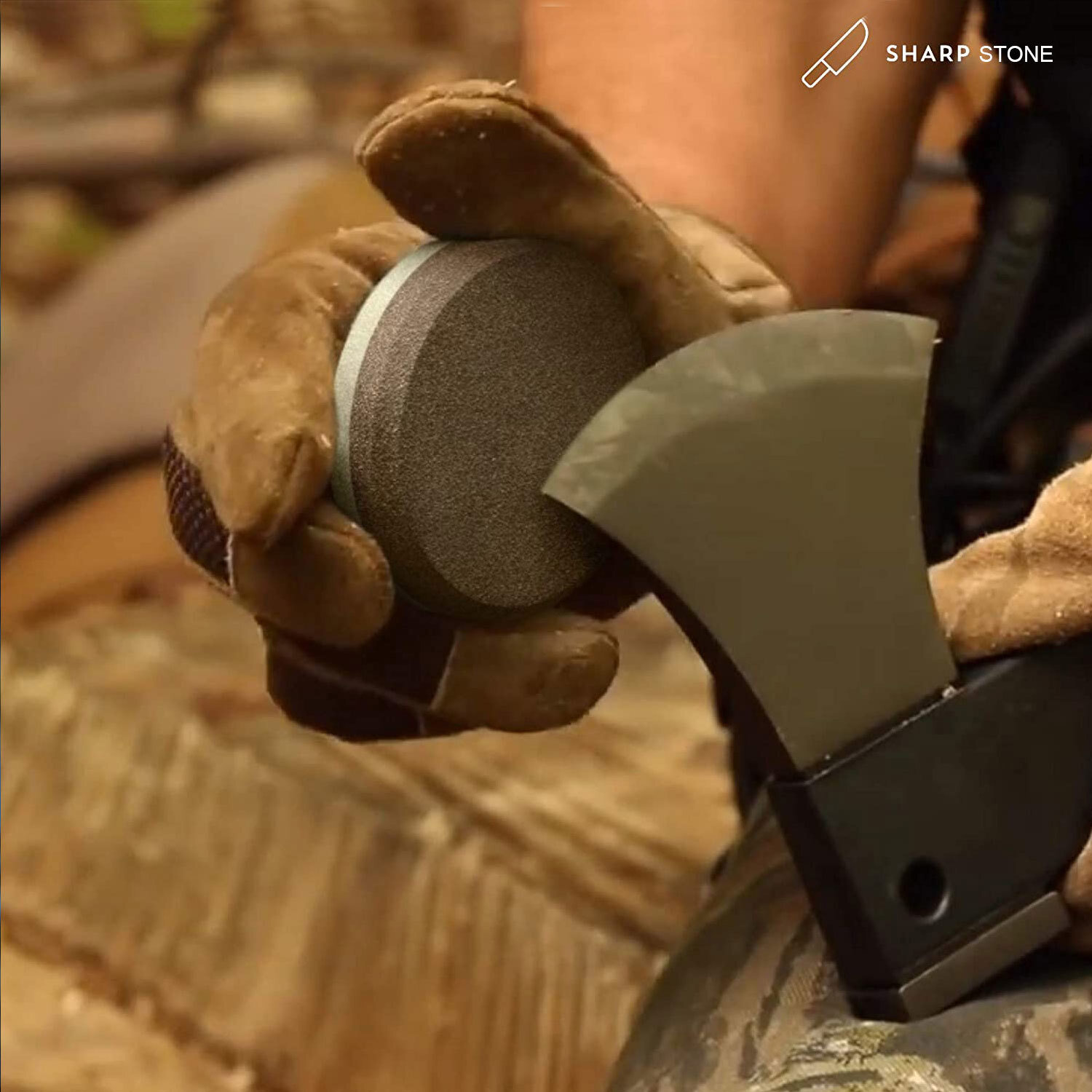 120&180# Pocket Axe Knife Whetstone Round Sharpening Grinding Stone Sharpener US