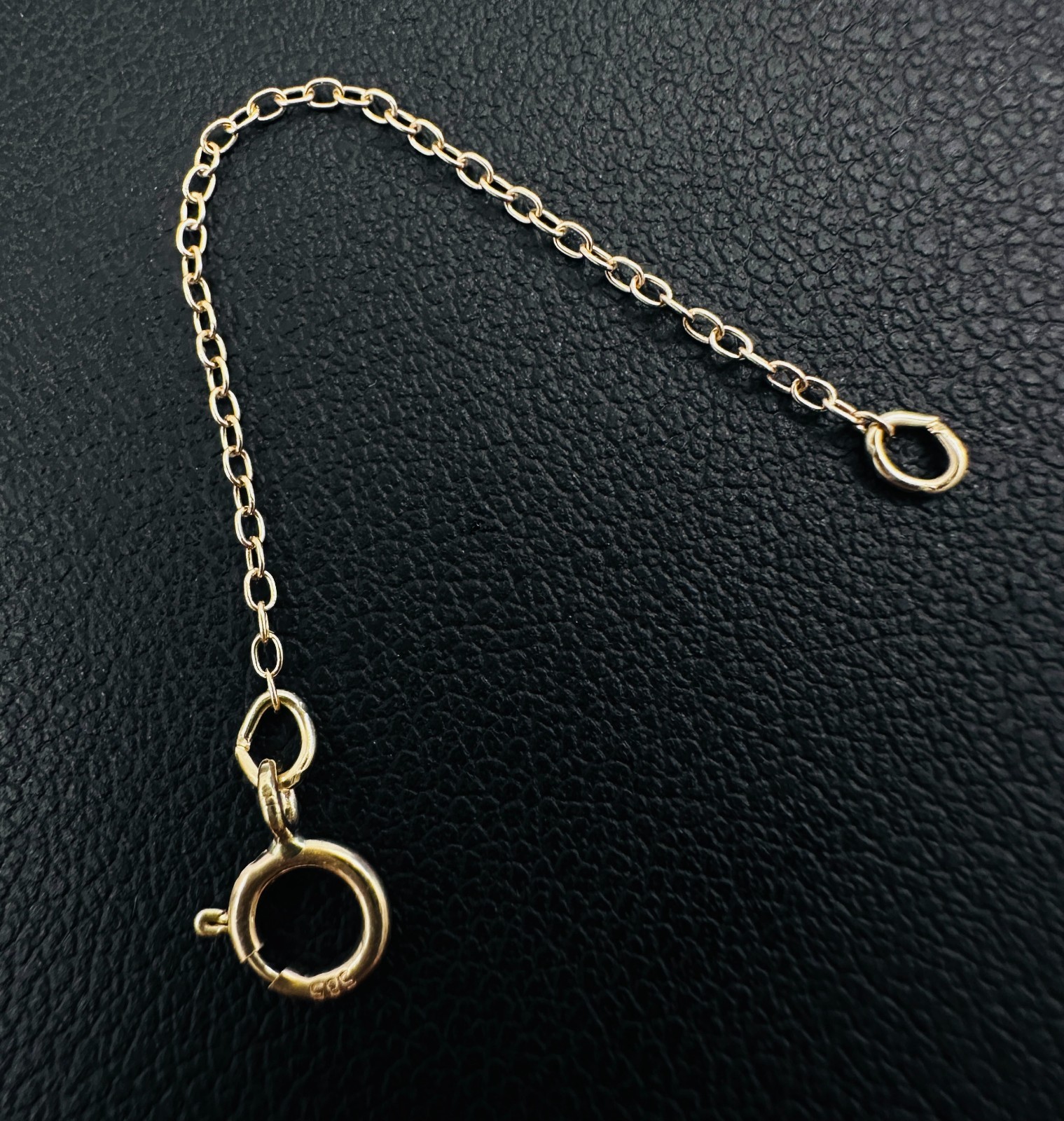 14K Solid Yellow Gold Cable Link Safety Chain Extension Extender, 1mm, 2.25"