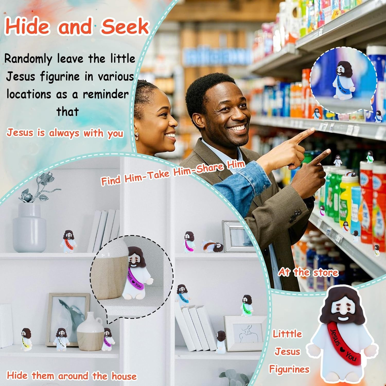 32Pcs Little Jesus Figures Bulk Mini Jesus Love You Figurines Tiny Small Rubber