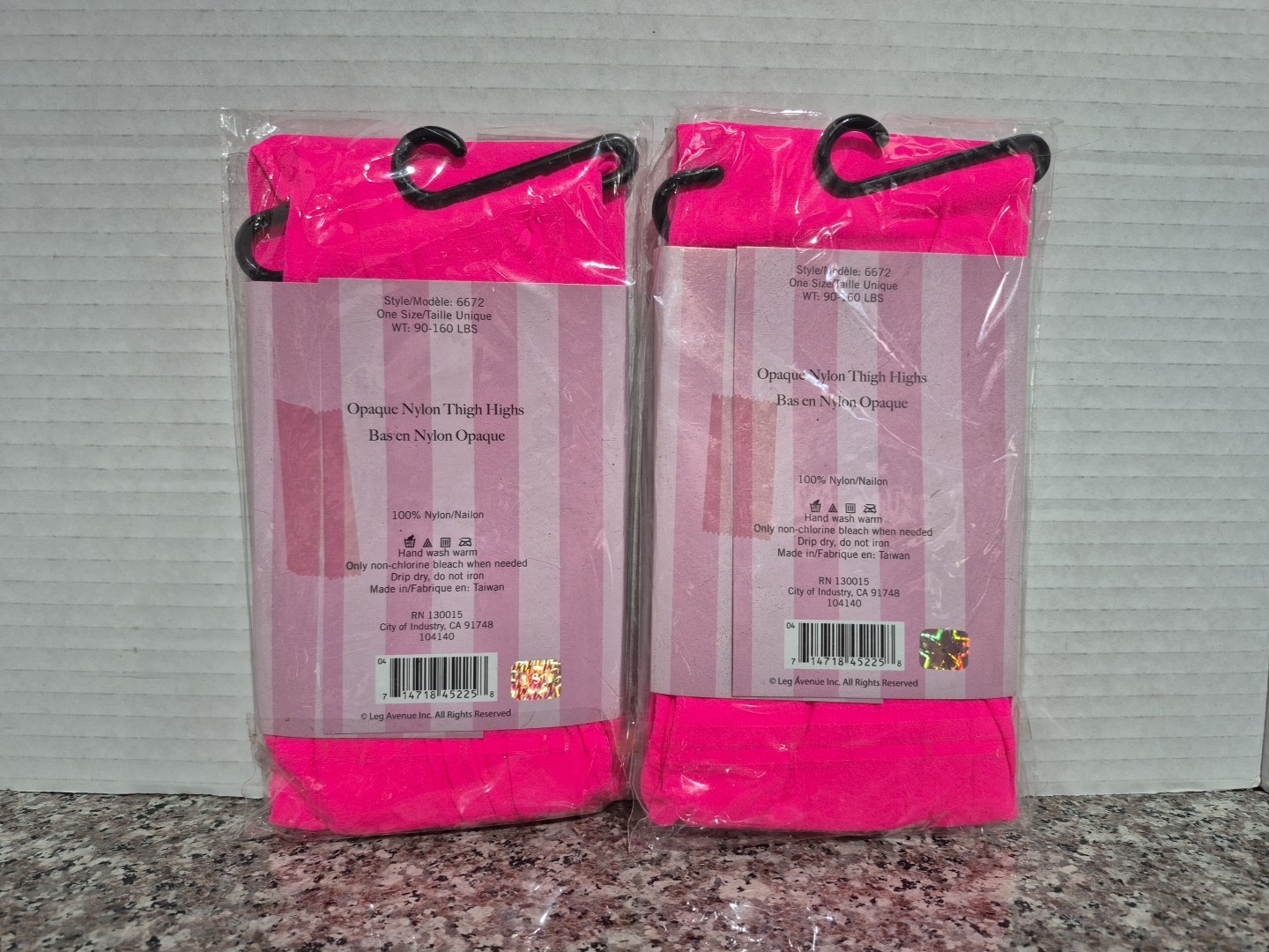 Leg Avenue Set Of 2 Neon Pink Thigh Highs Tights Spandex 90-160 lbs ONE SIZE