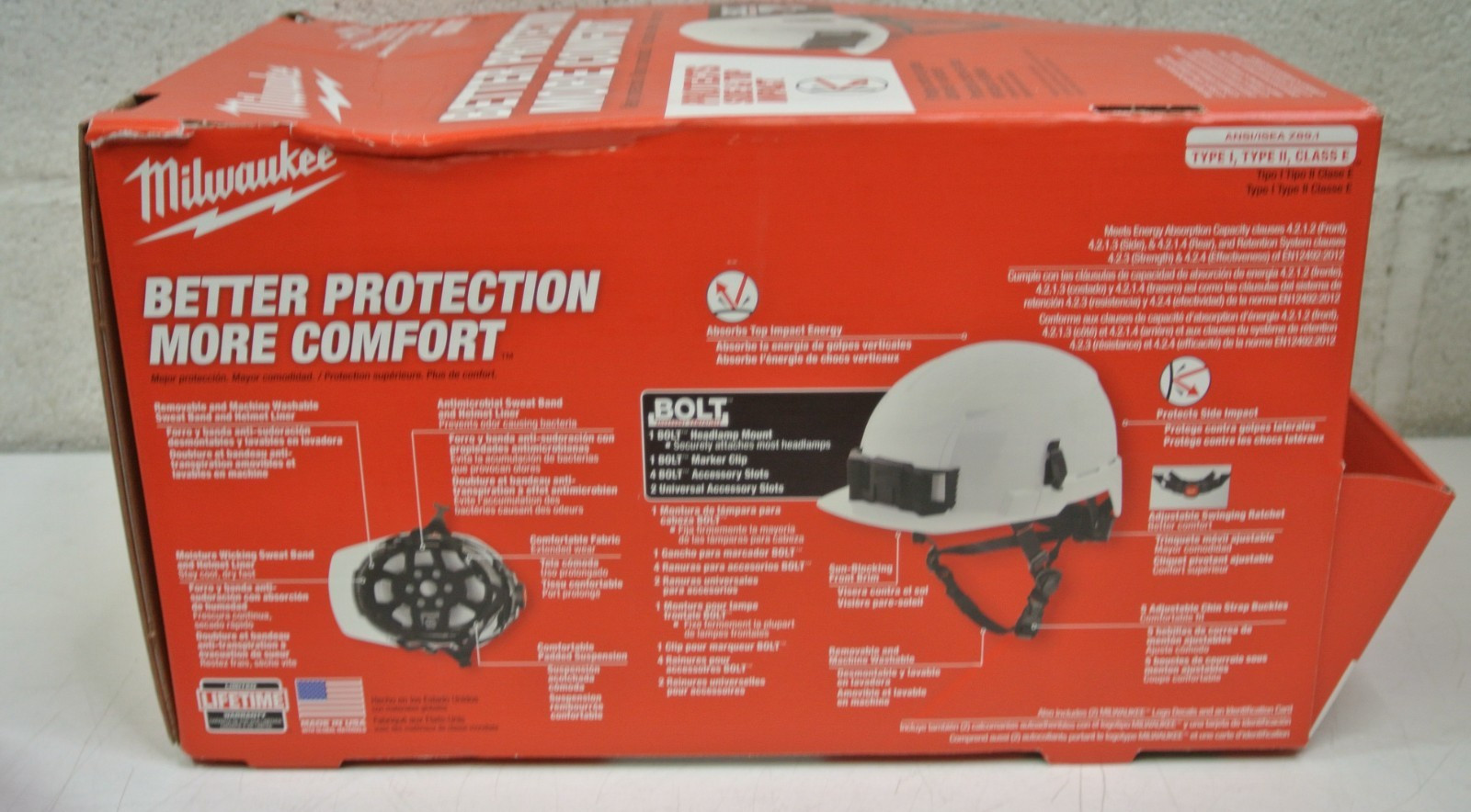 For Milwaukee 48-73-1337 Gray BOLT Front Brim Helmet - Type 2, Class E