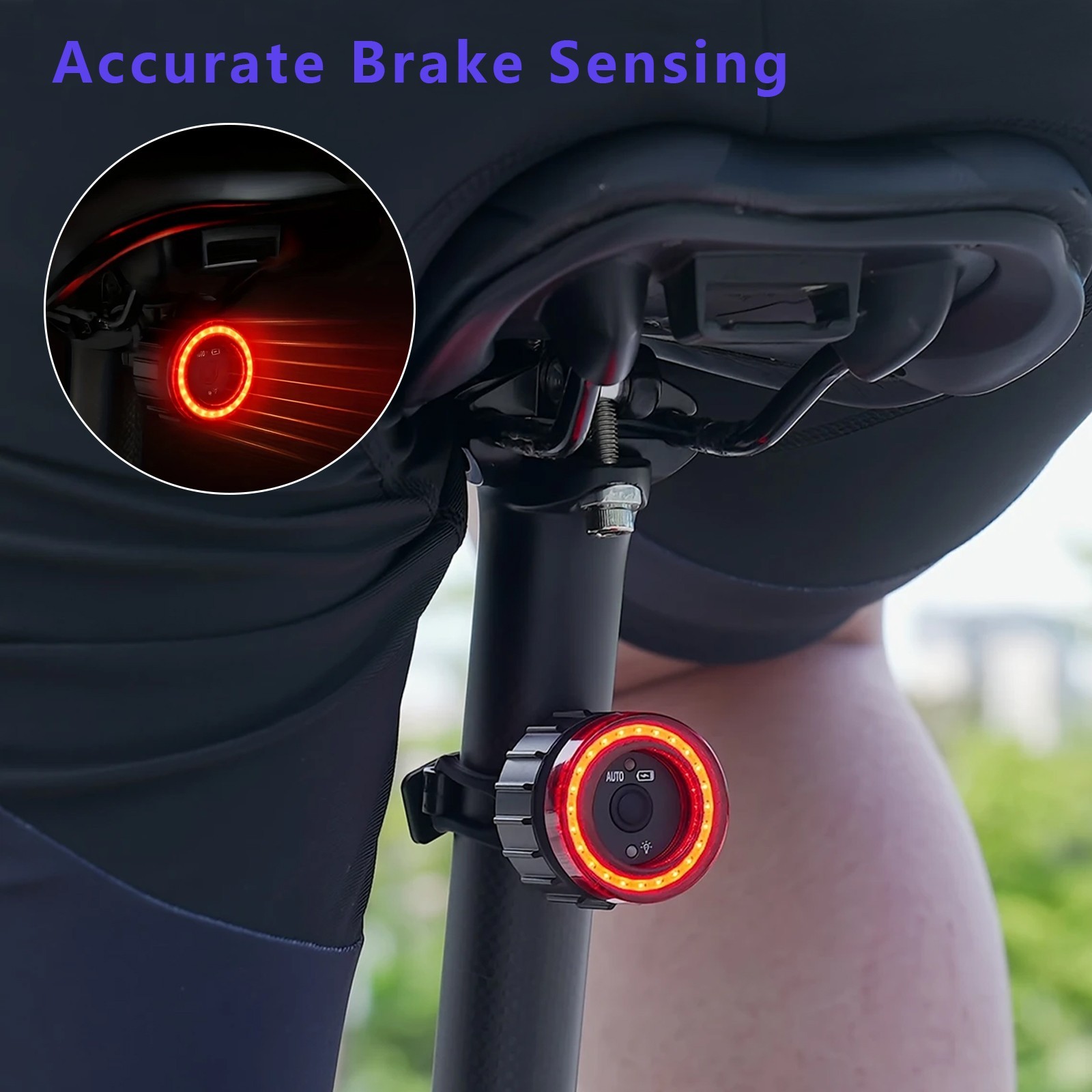 Bicycle Taillight Smart Auto Brake Sensing Rear Light Rechargeable LED