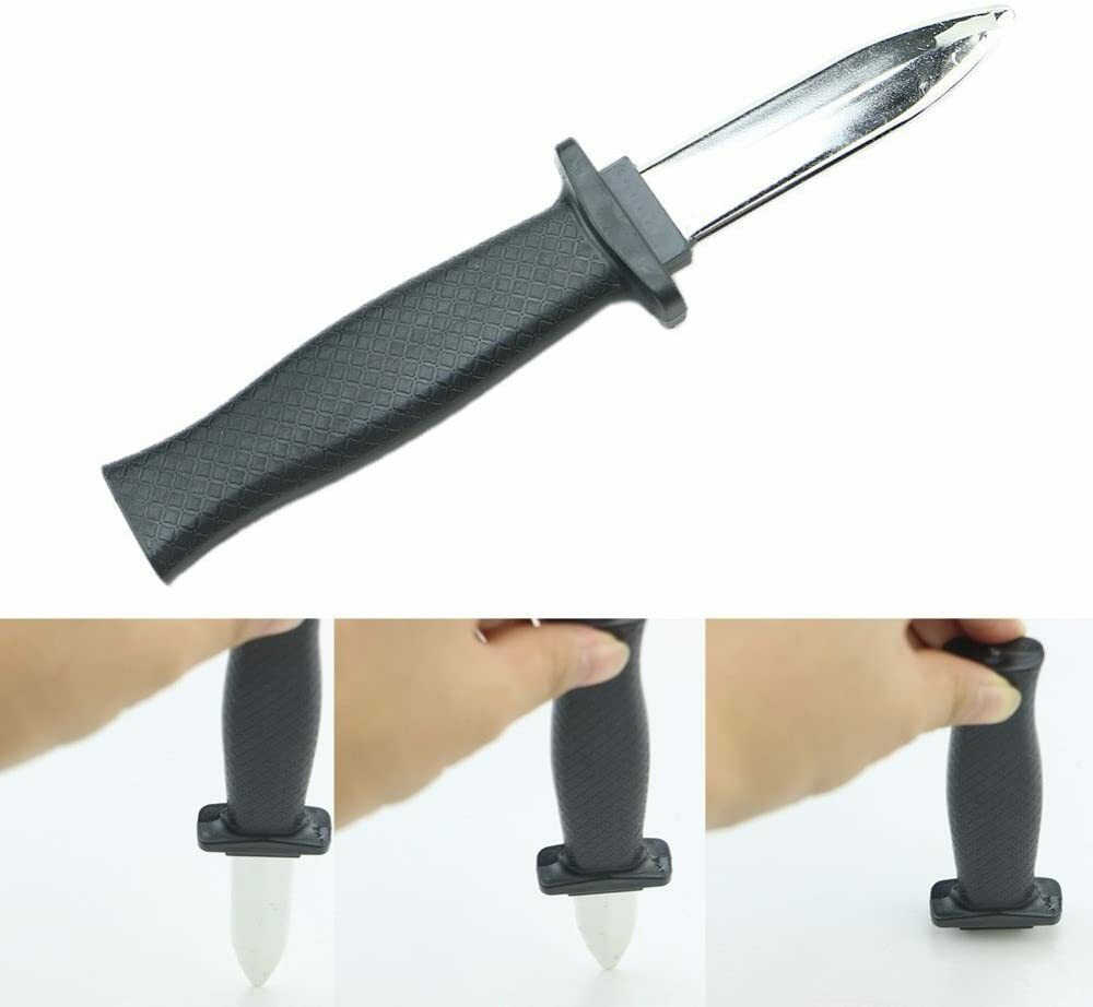 Fake Knife Magic Prop Prank Retractable Dagger Joke Trick Disappearing Blade Toy