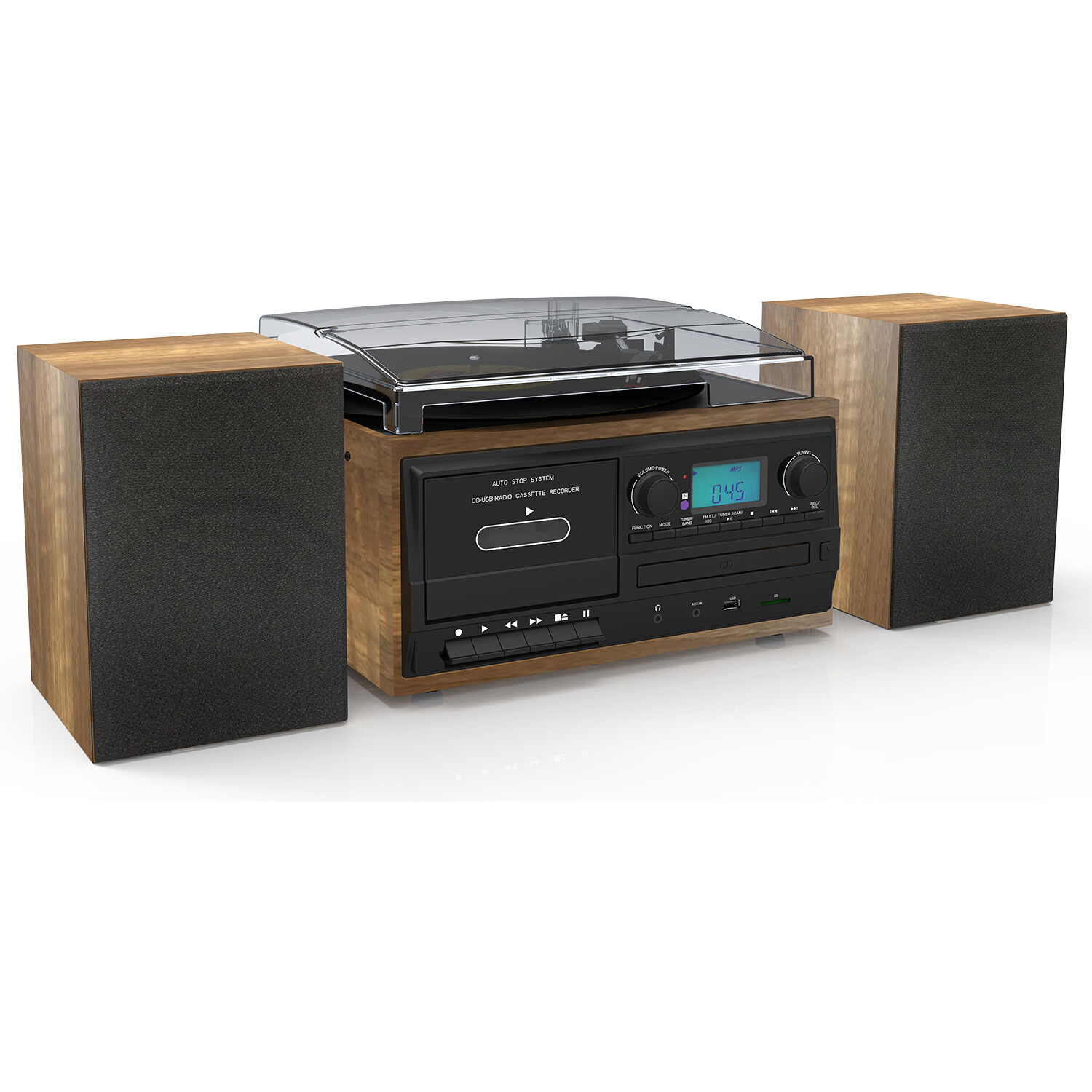 Bluetooth Record Player Turntable, CD Player, Convert LP Vinyl, CD to MP3 Player