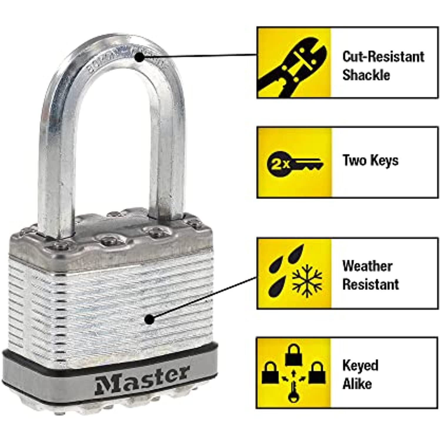 Master Lock M5XTRILF Magnum Heavy Duty Outdoor Padlock with Key, 3 Pack