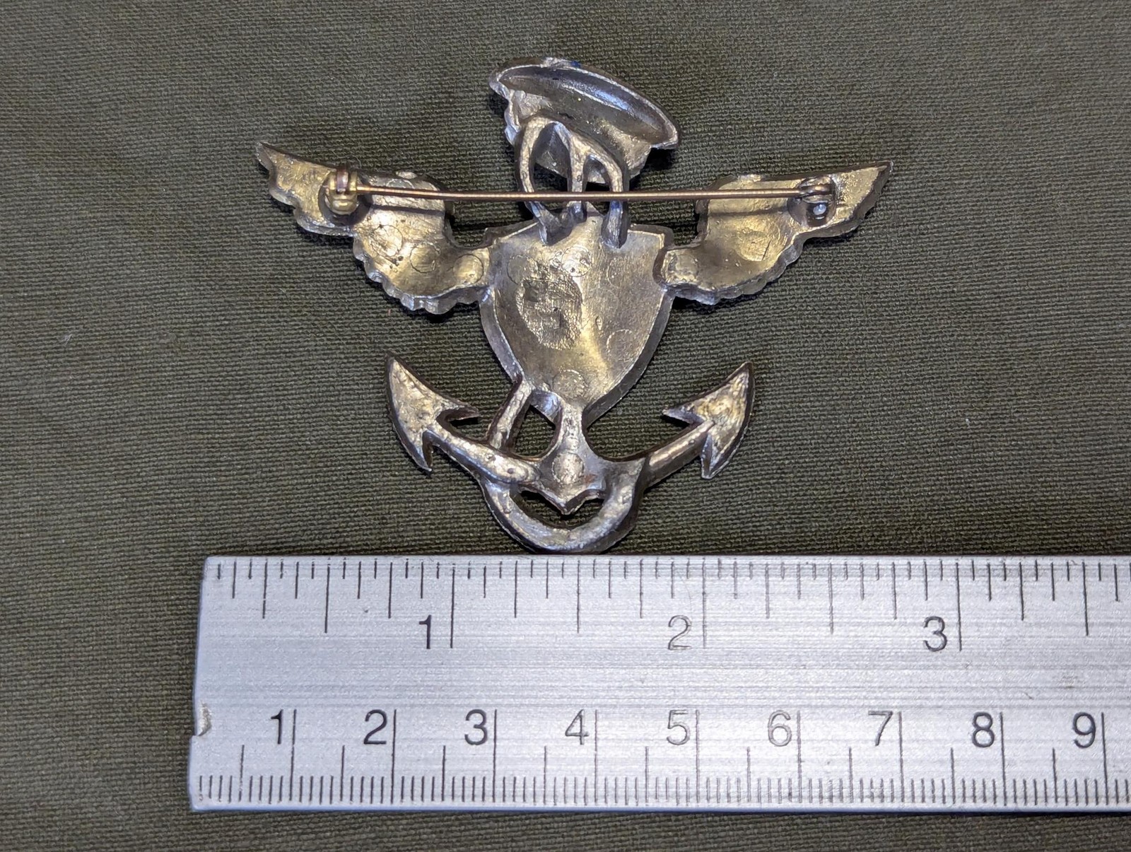 WWII US Navy Pilot Sweetheart Pin Brooch USN Vintage 1940s Anchor Wings Hat