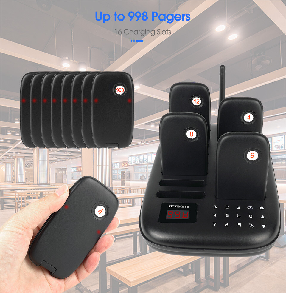 Retekess TD175 Restaurant Pager System Queuing 16 Buzzers Food Truck Cafe Club